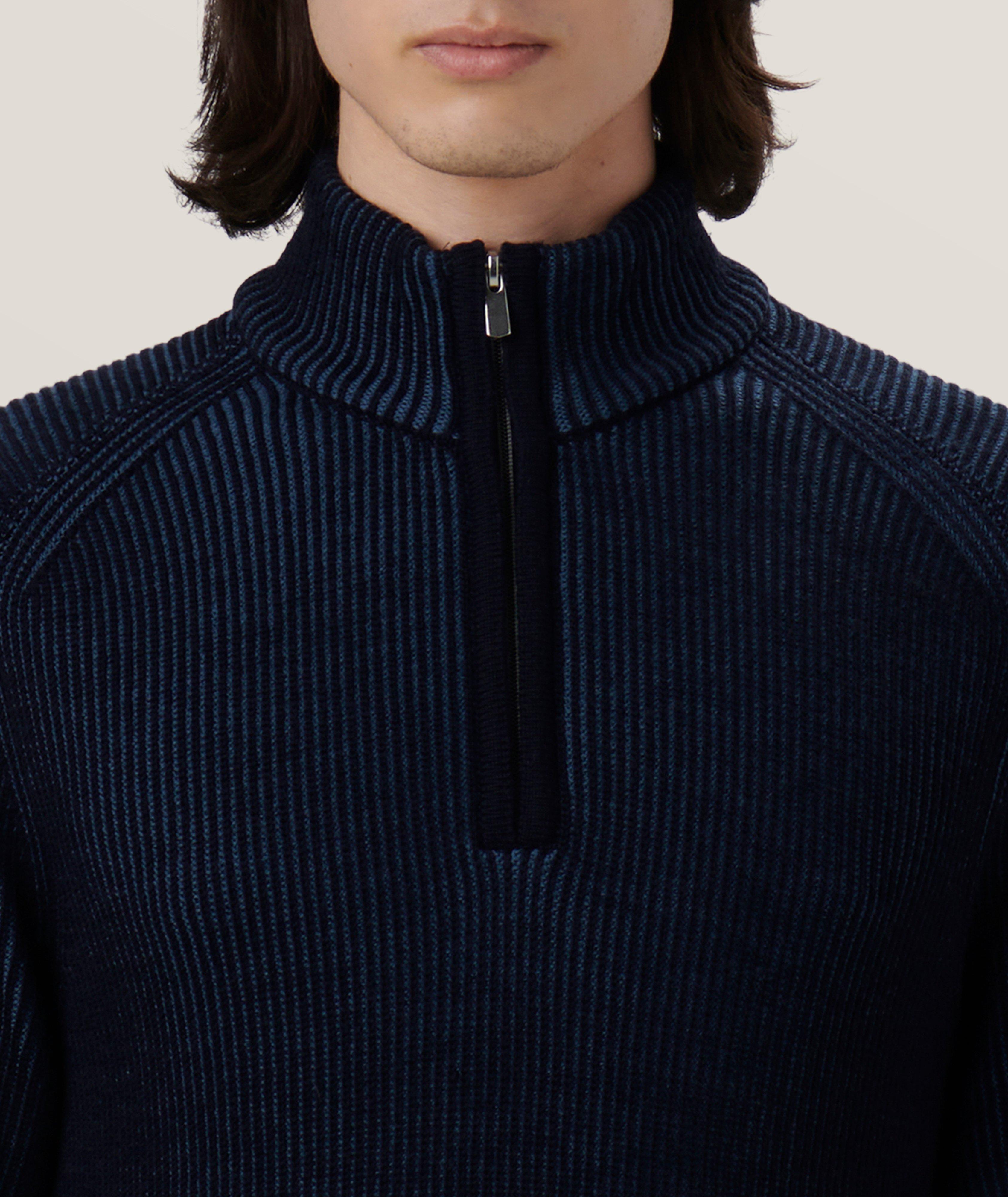 Cable Knit Merino Wool Quarter-Zip Sweater image 1