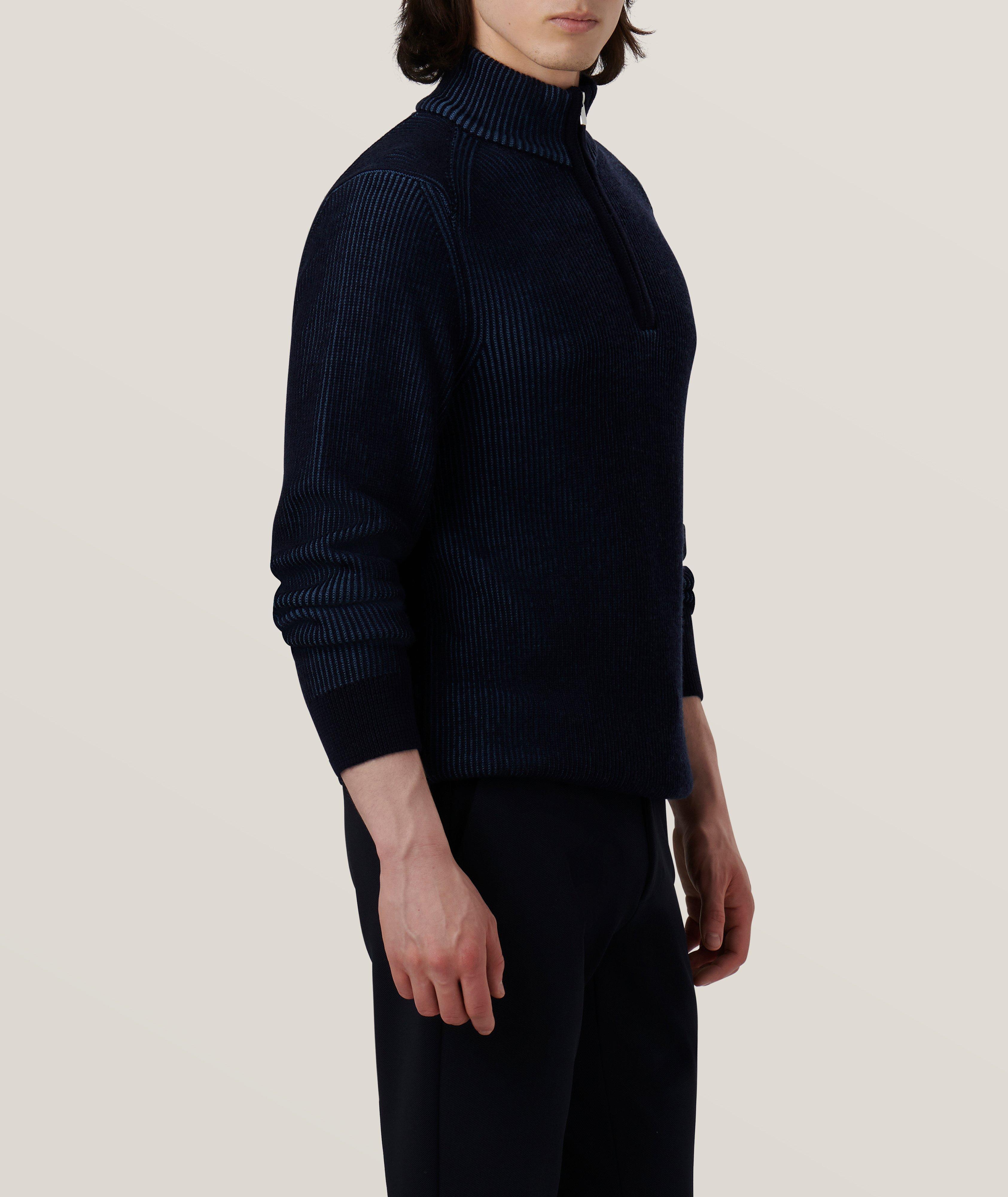 Cable Knit Merino Wool Quarter-Zip Sweater image 3