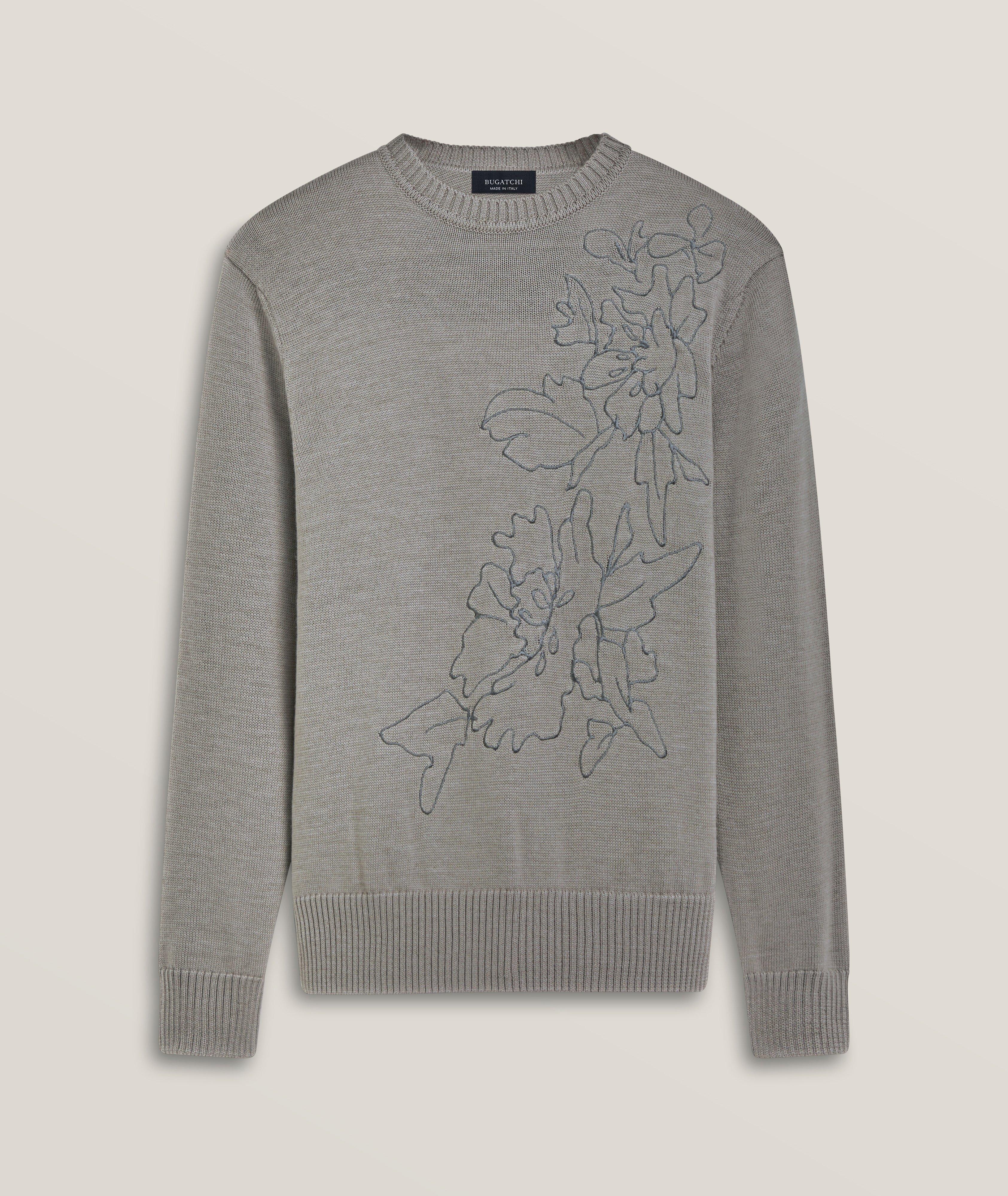 Floral Embroidered Merino Wool Sweater image 0