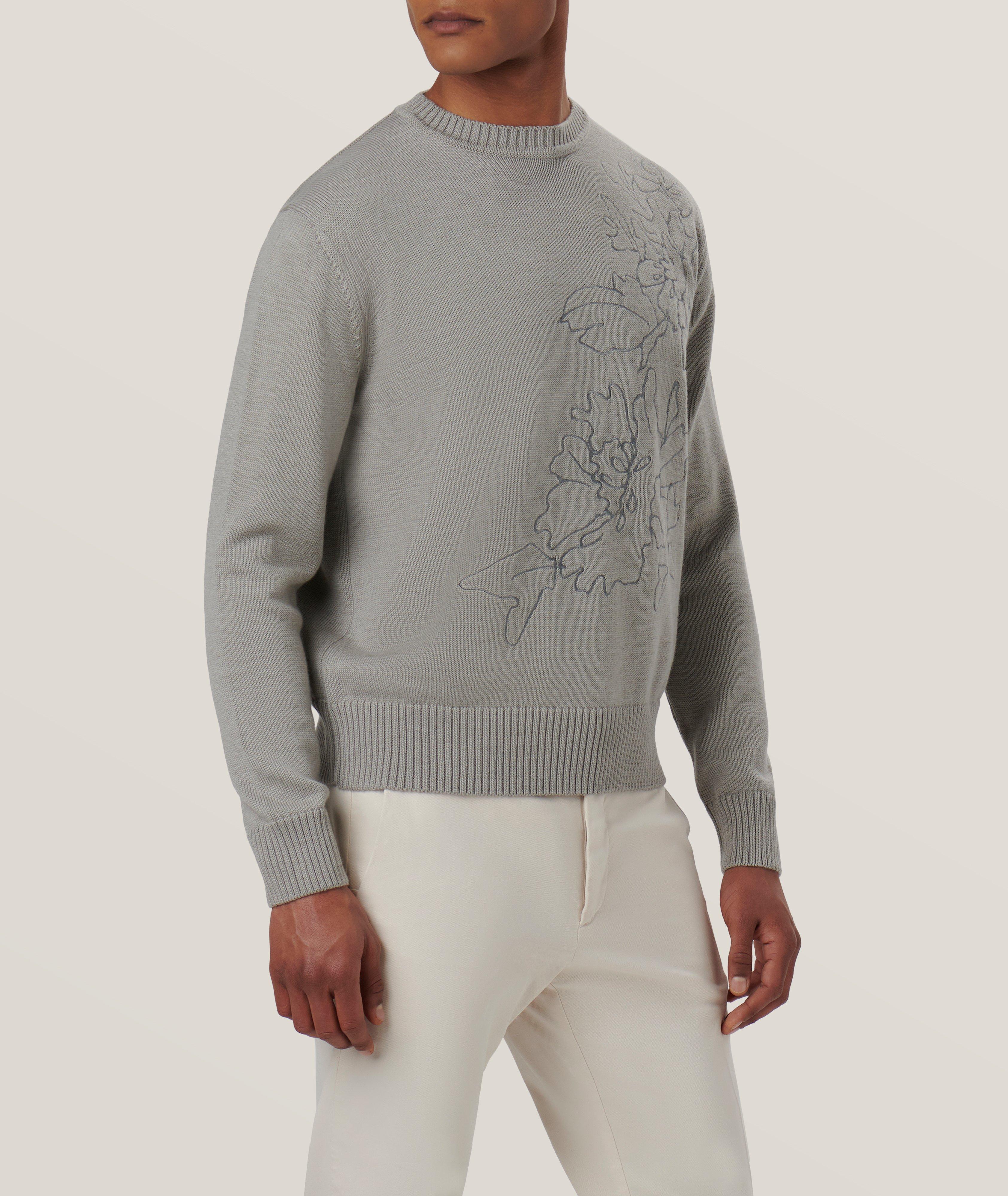 Floral Embroidered Merino Wool Sweater image 3