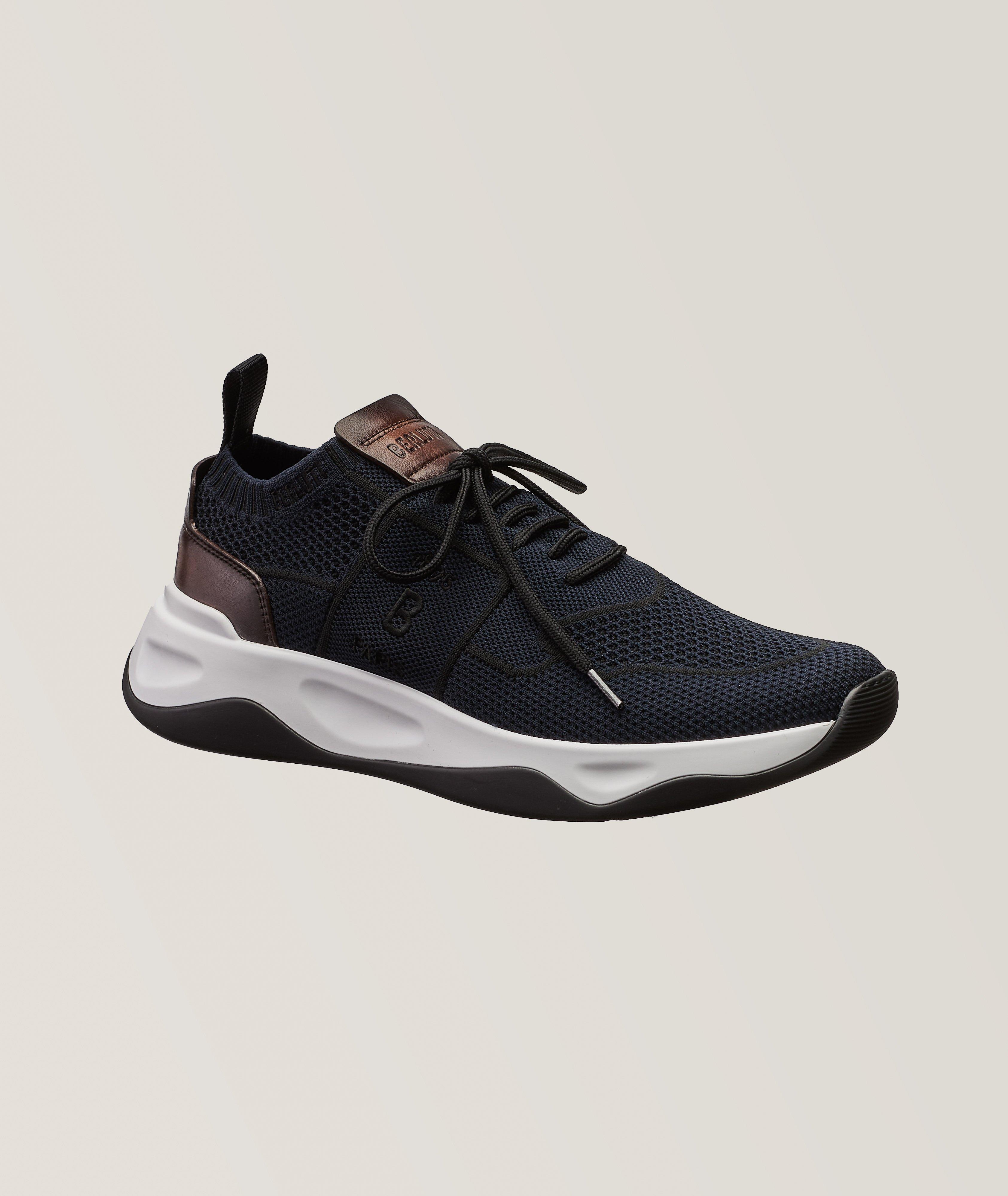 Berluti Shadow Knit & Leather Sneakers