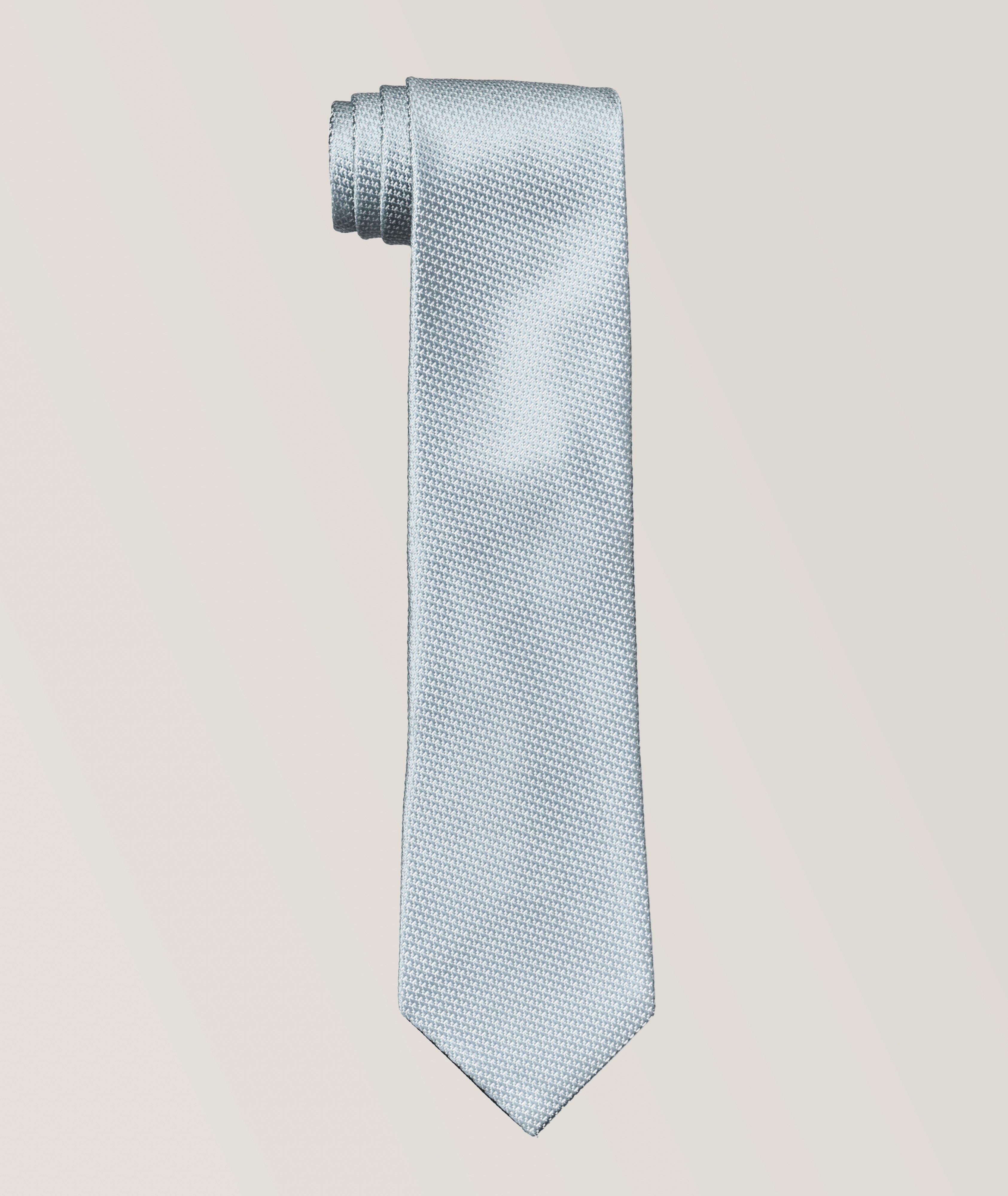 Cravate en soie à motif croisé image 0