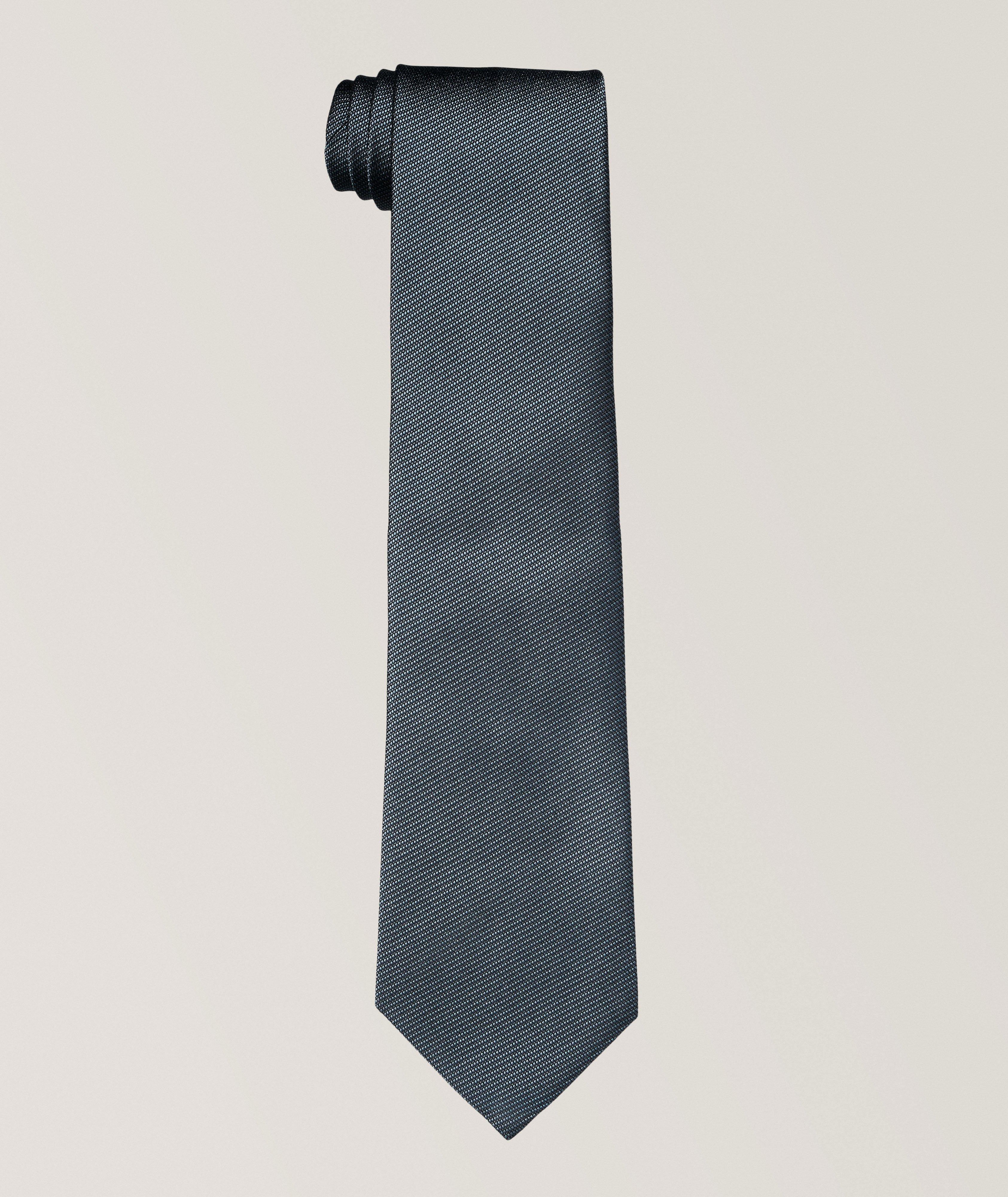 Micro-Diagonal Weave Silk Tie  image 0