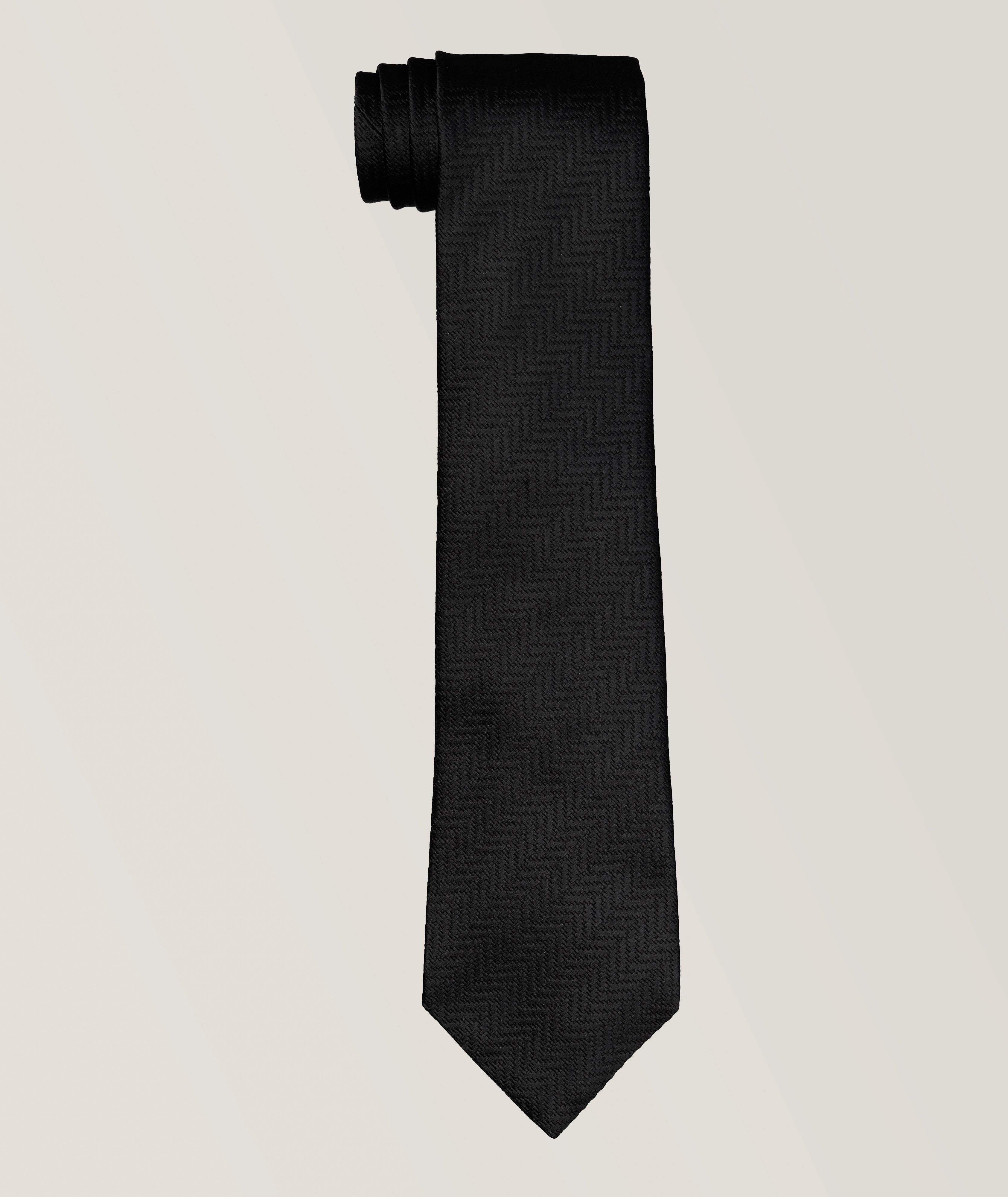 Irregular Herringbone Silk Tie image 0