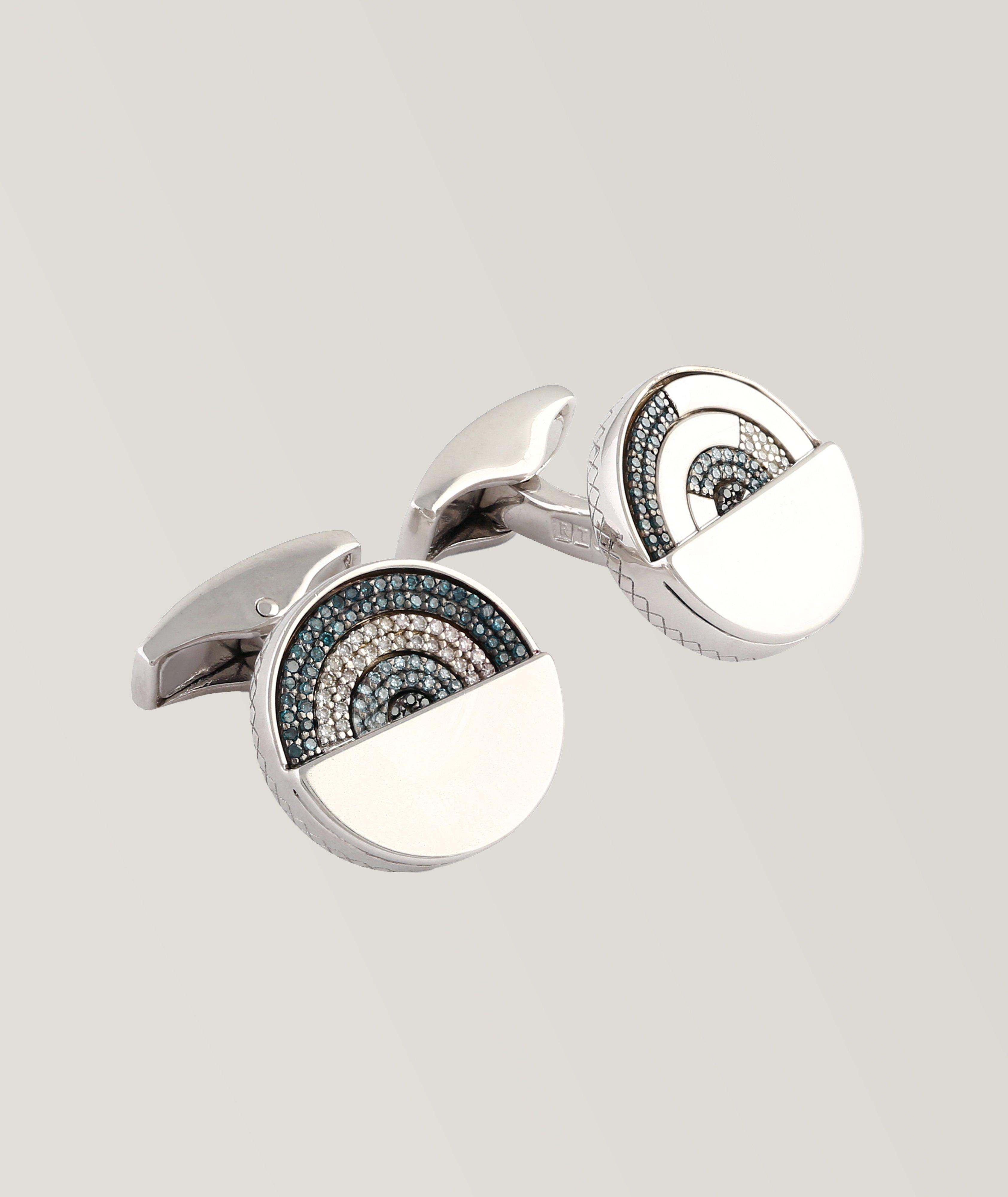 Diamond Evil Eye Rhodium Cufflinks image 0