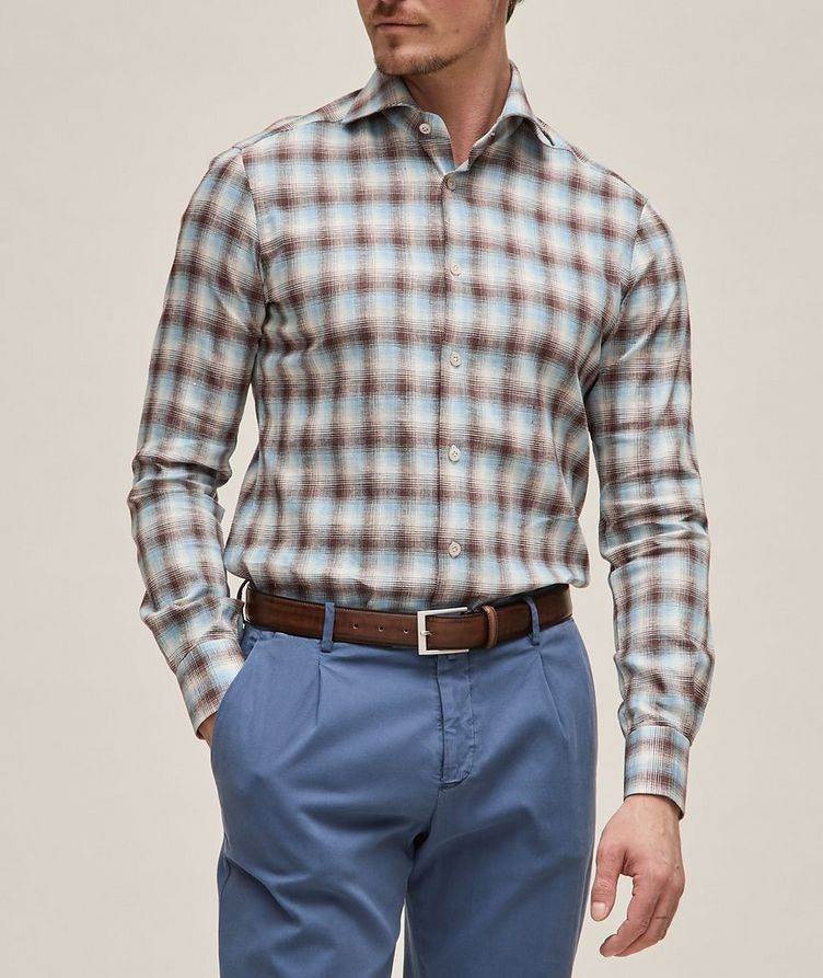 Chemise habillée en mélange de lin à motif quadrillé image 1