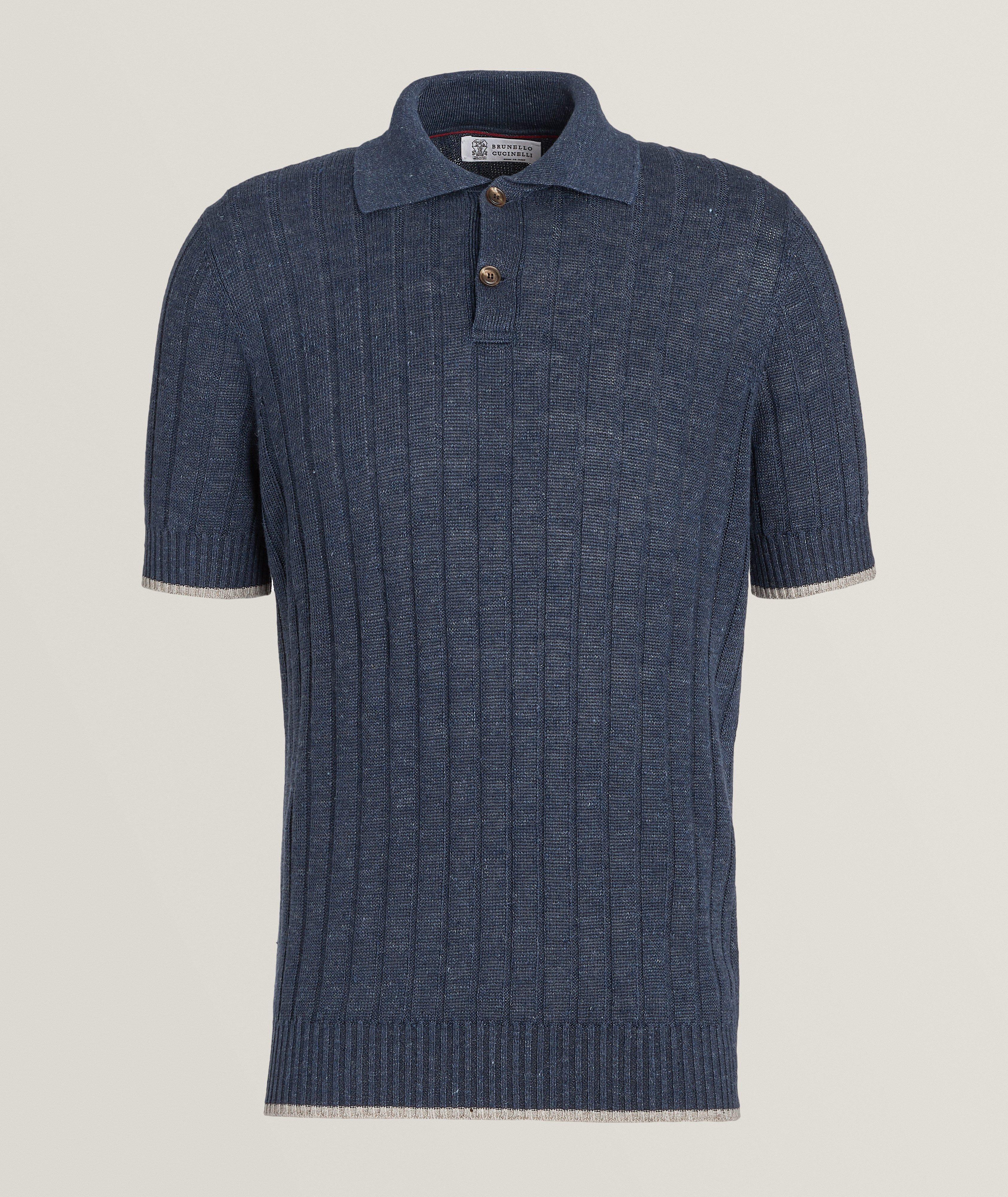 Ribbed Knit Linen-Cotton Polo  image 0