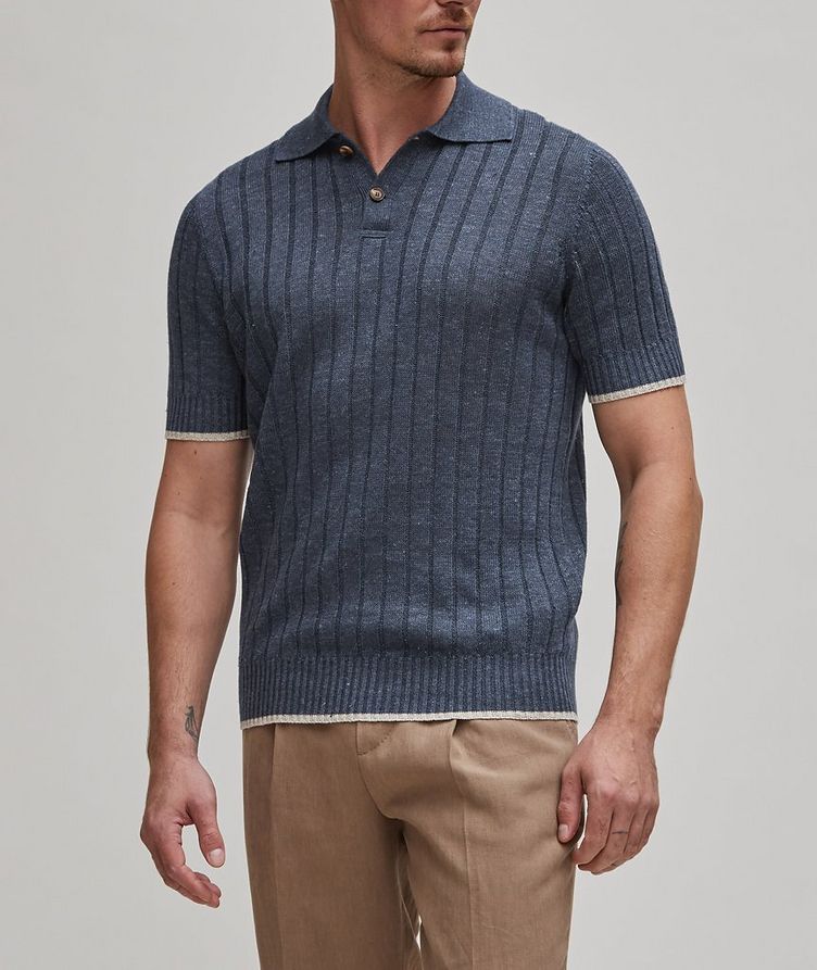 Polo en tricot côtelé de lin et de coton image 1