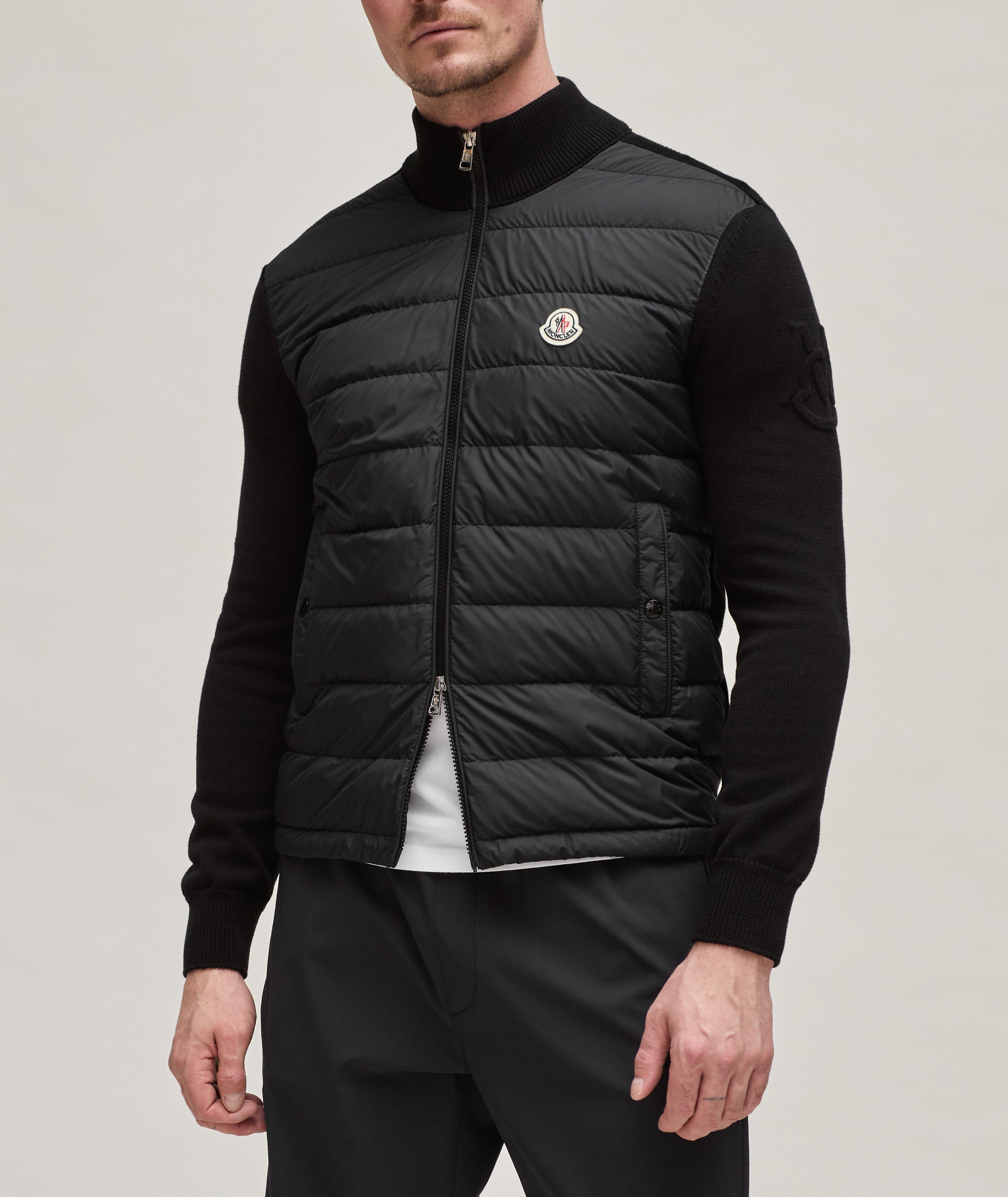 Padded-Panel Mixed Material Knit Down Jacket