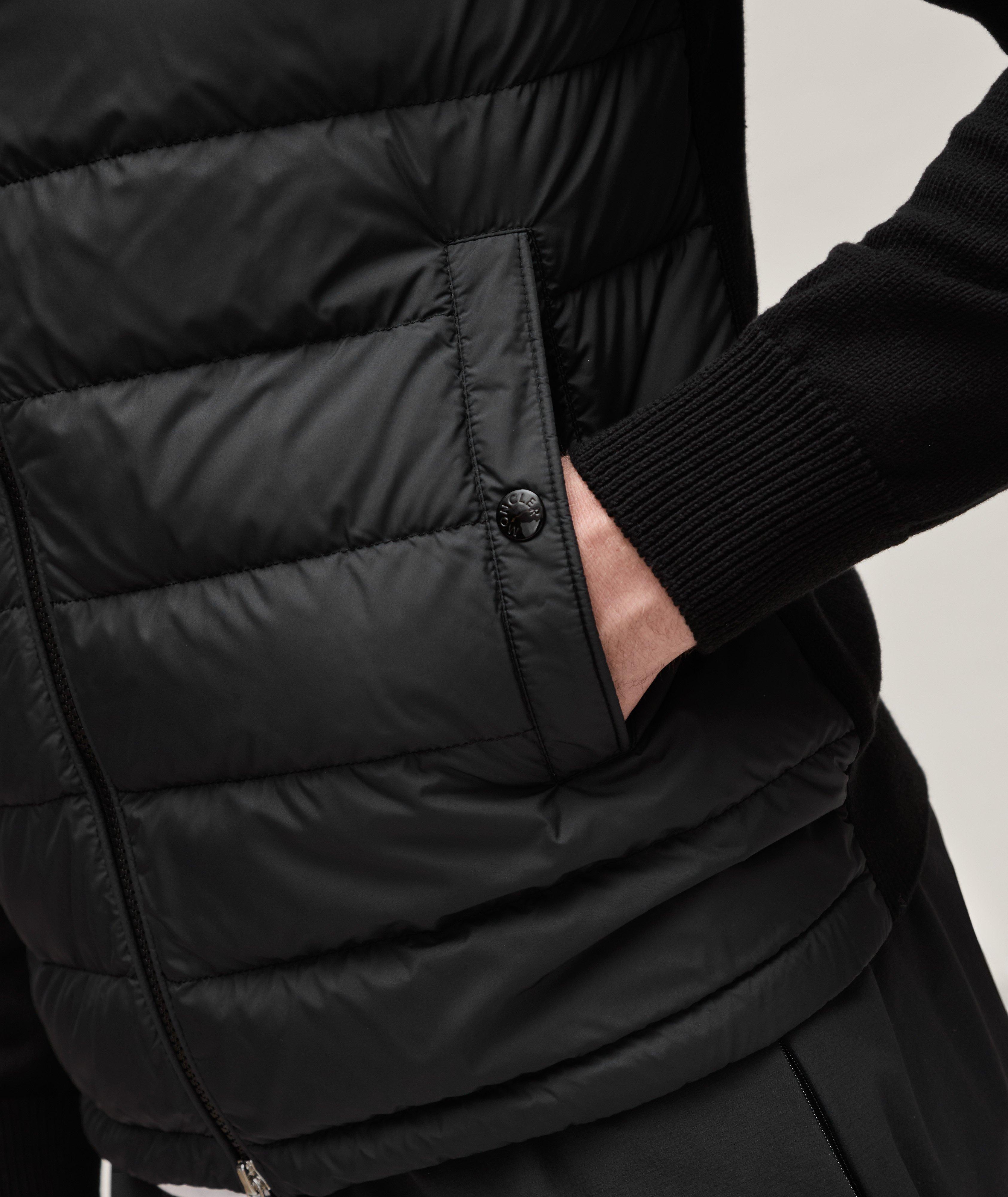 Padded-Panel Mixed Material Knit Down Jacket