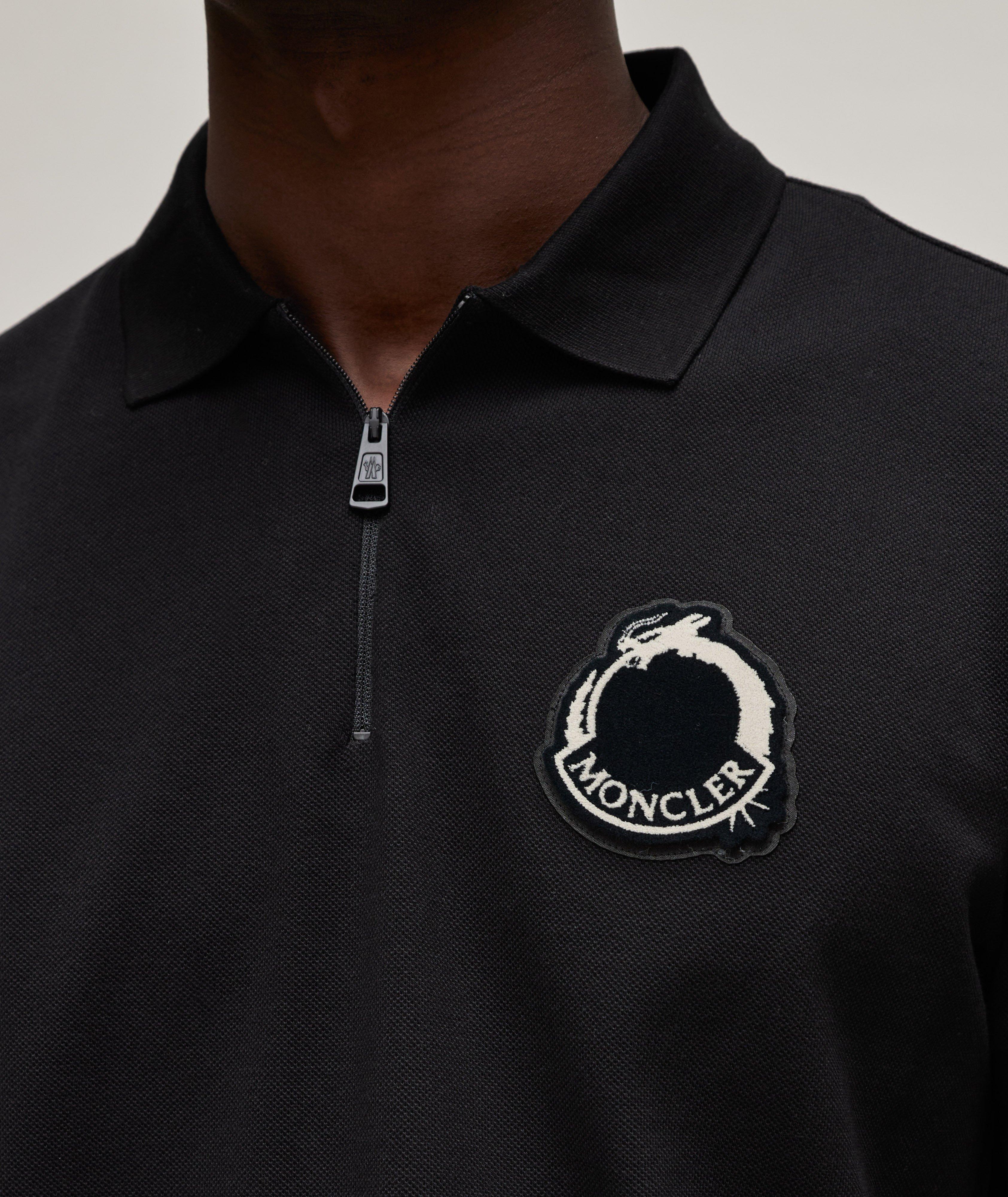 Polo en coton à glissière partielle avec logo image 3