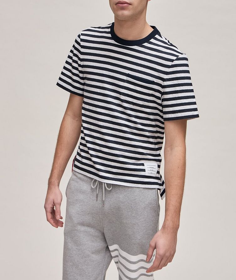 Striped Stretch-Linen T-Shirt image 1