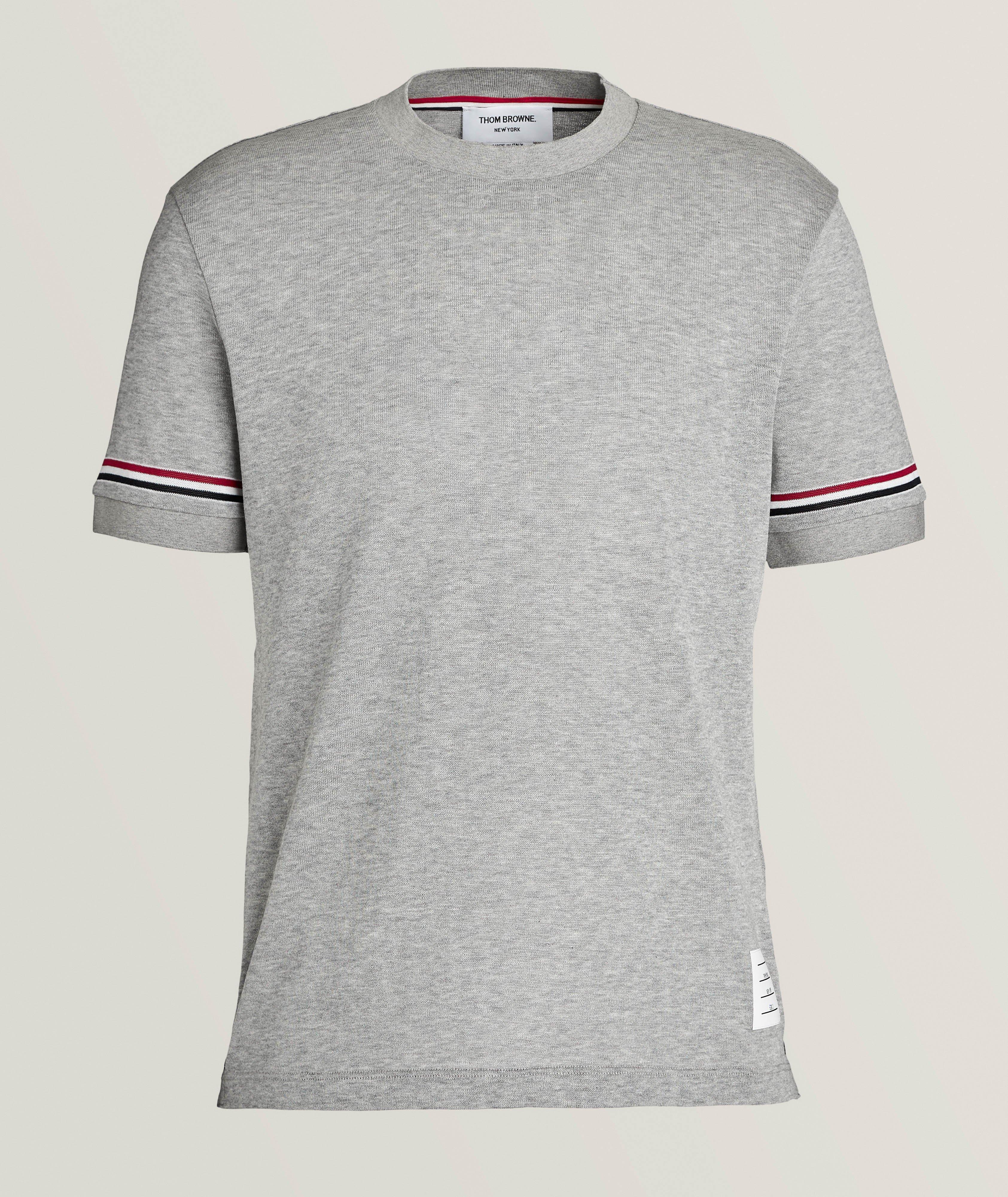 Striped Trim Cotton T-Shirt image 0