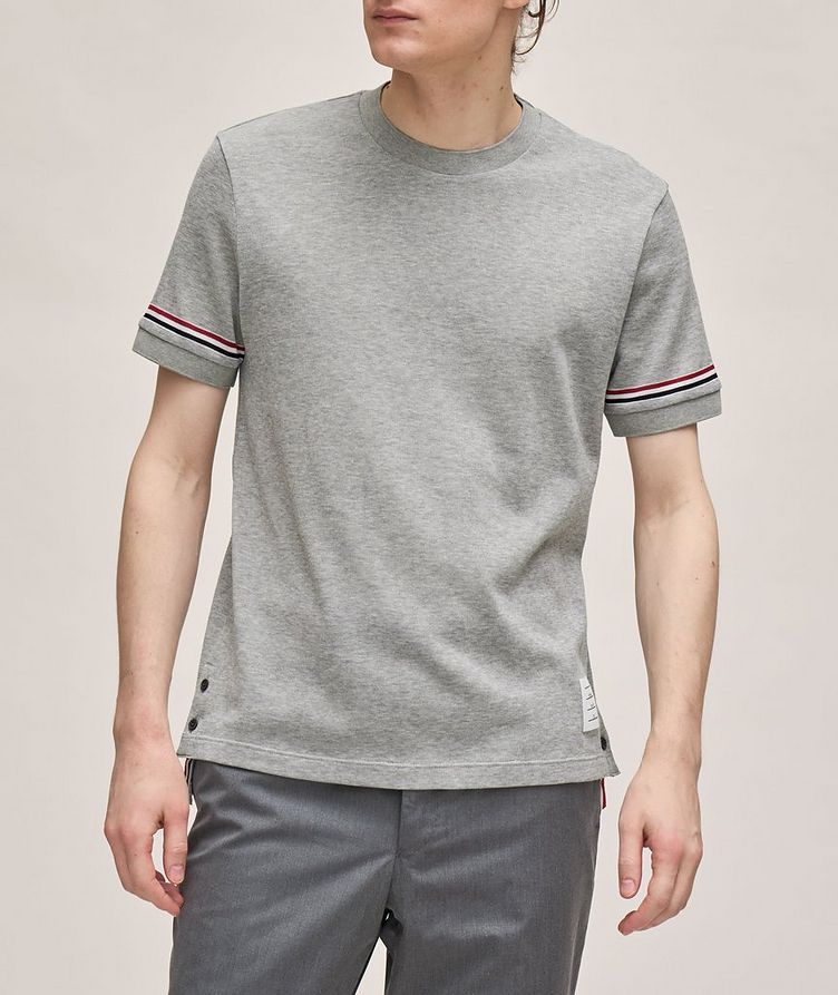 Striped Trim Cotton T-Shirt image 1
