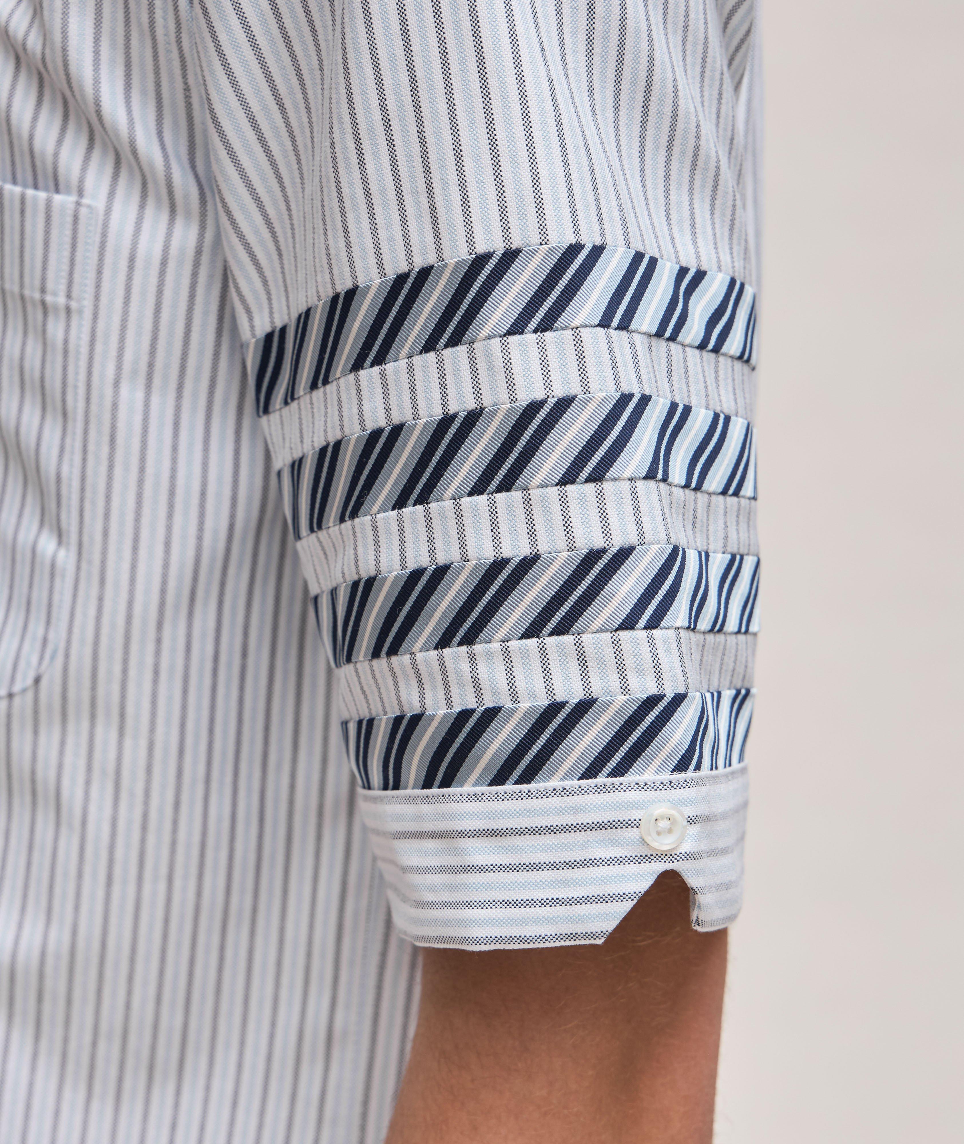 Striped Linen-Blend Button-Down Collar Sport Shirt image 3