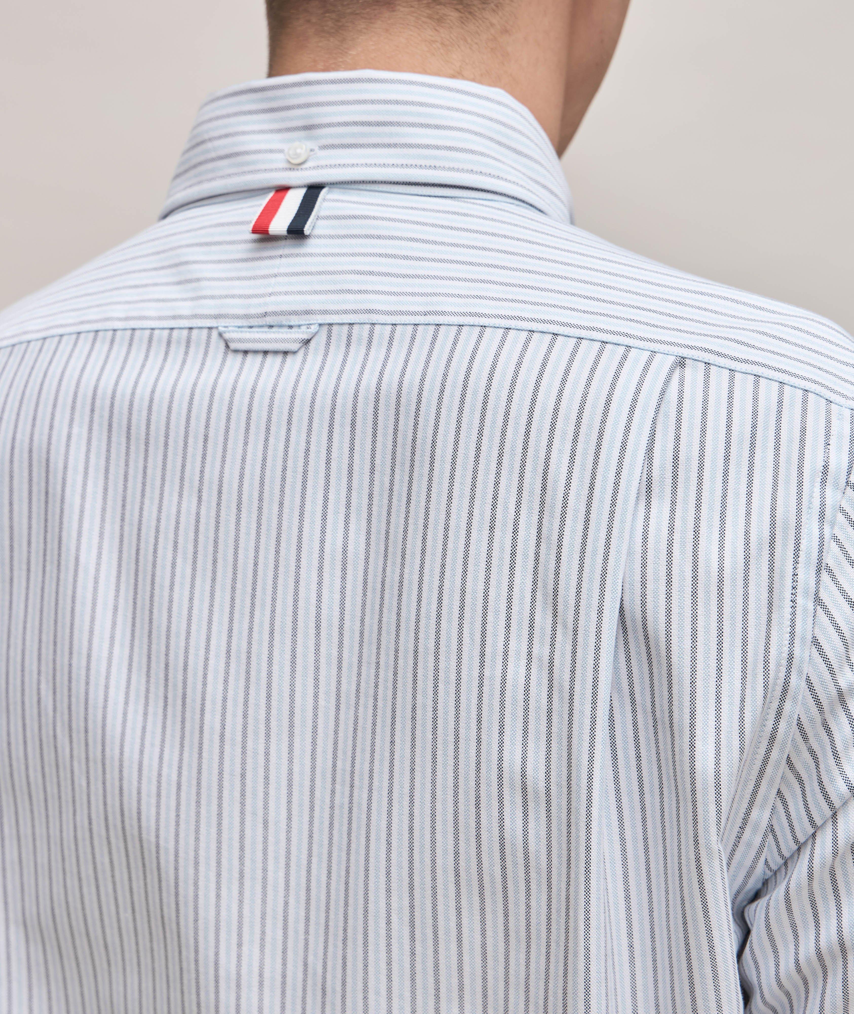 Striped Linen-Blend Button-Down Collar Sport Shirt