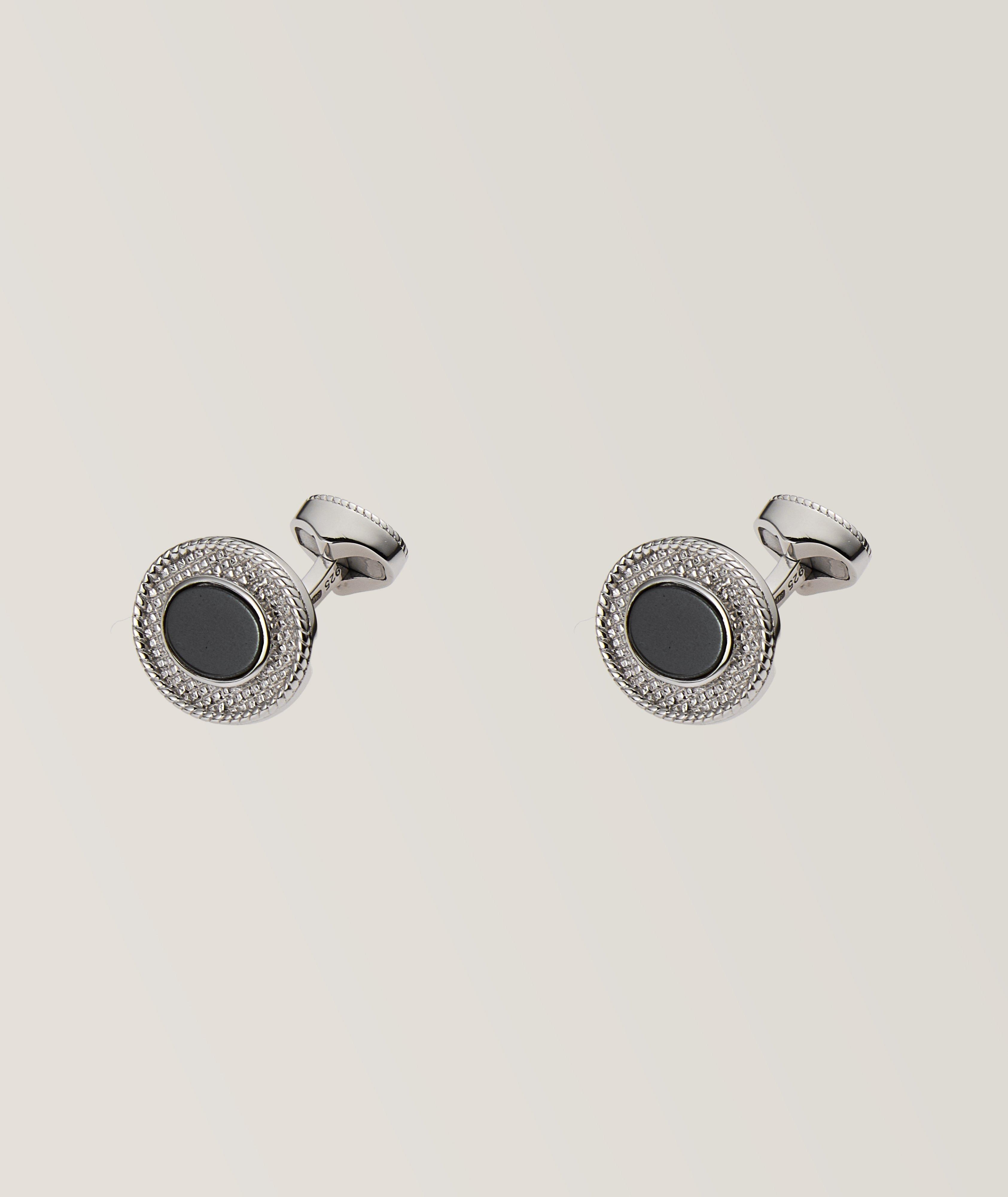 Hematite Rhod Cable Oval Cufflinks image 0