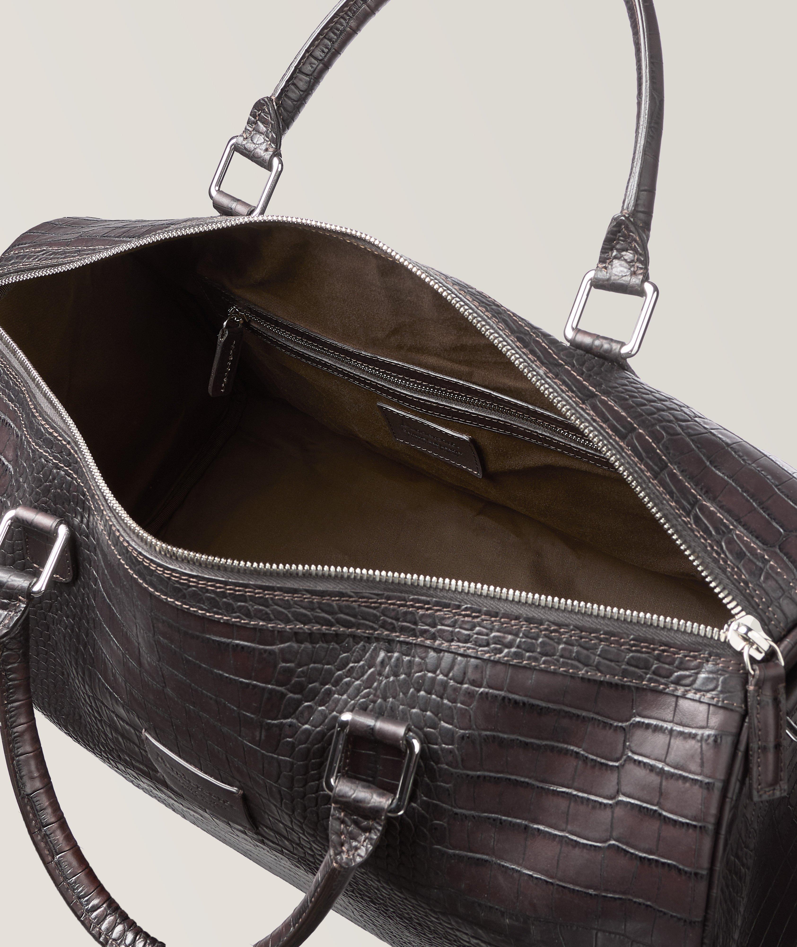 Crocodile Printed Leather Duffle Bag  image 2