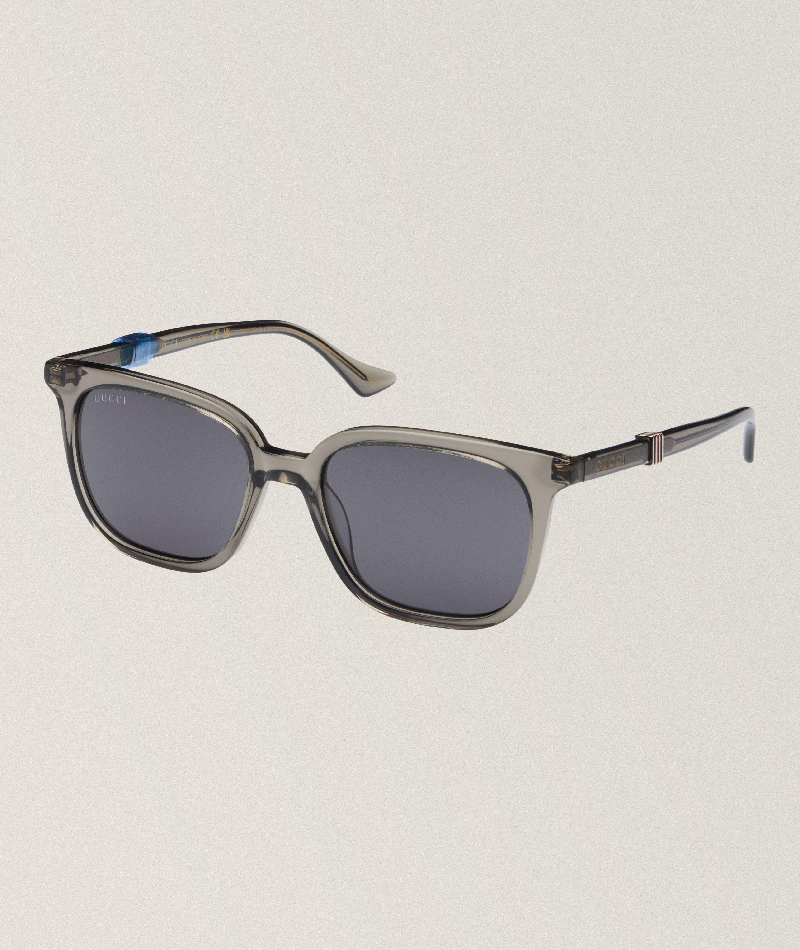 Shiny Transparent Acetate Rectangle Frame Sunglasses