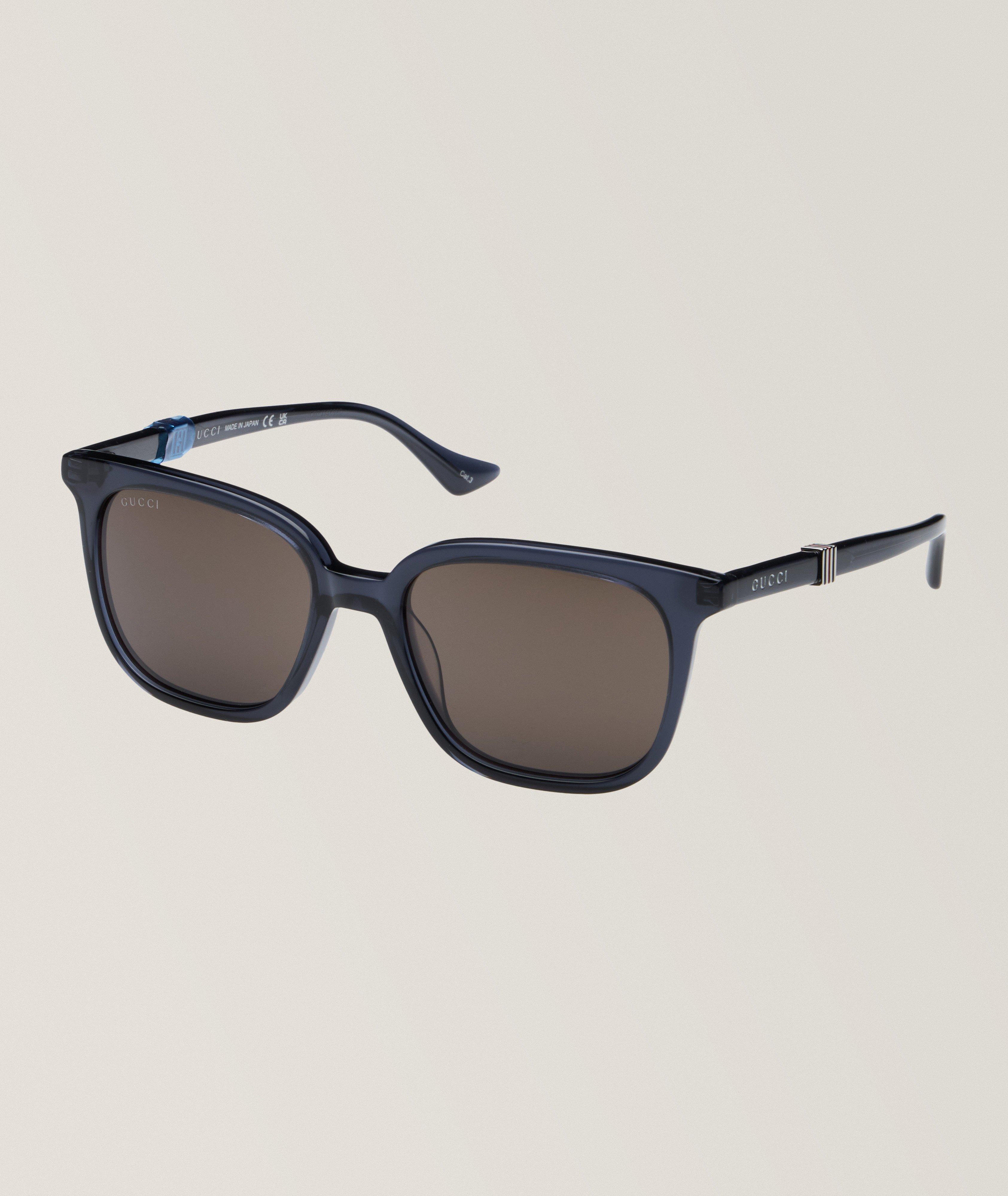 Gucci Shiny Transparent Acetate Rectangle Frame Sunglasses 