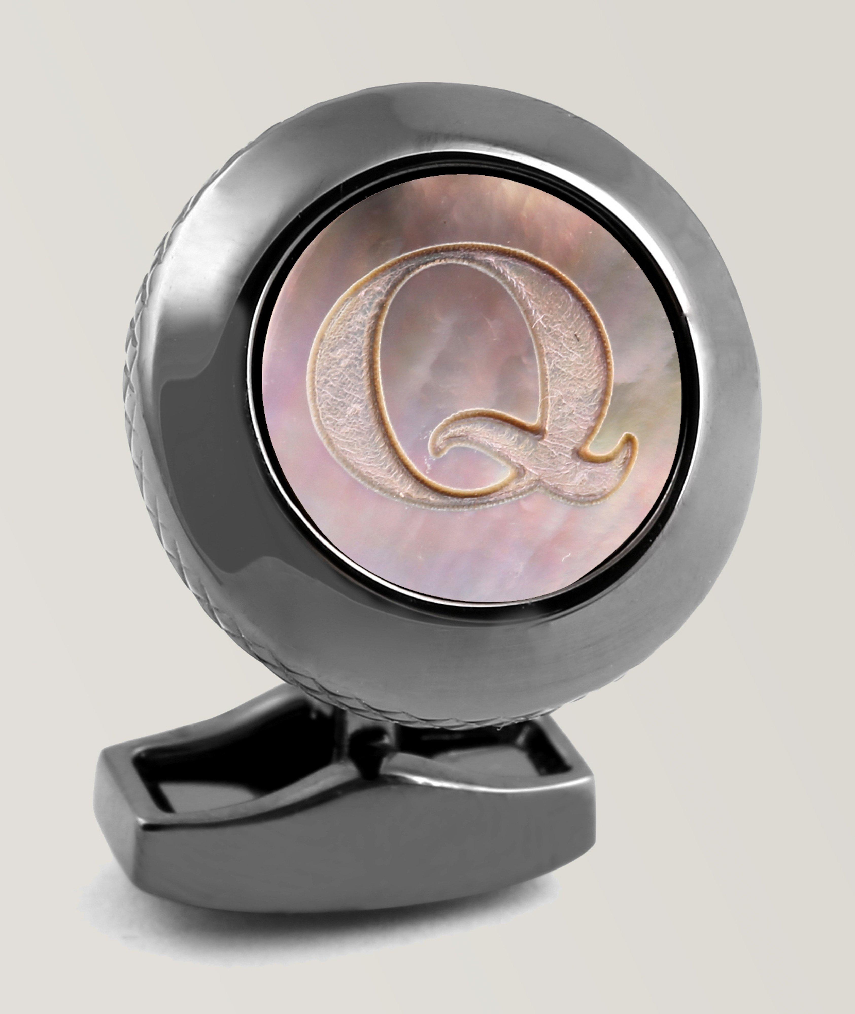 'Q' Engraved Personal Letter Cufflink image 0