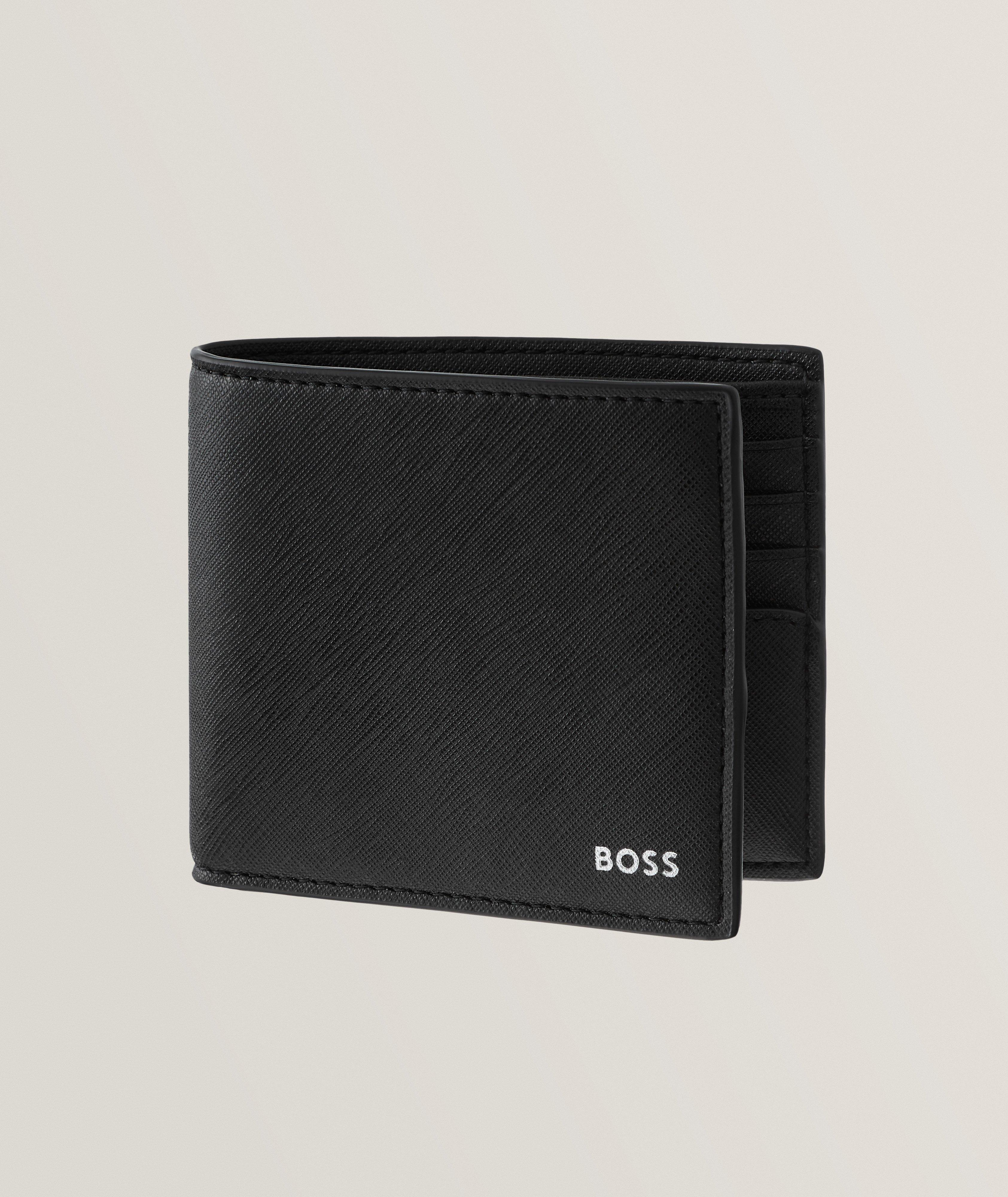 Portafoglio Uomo BOSS Zair Trifold In Pelle - Nero - Classico E Compatto (11 X 9,5 X 2 Cm)