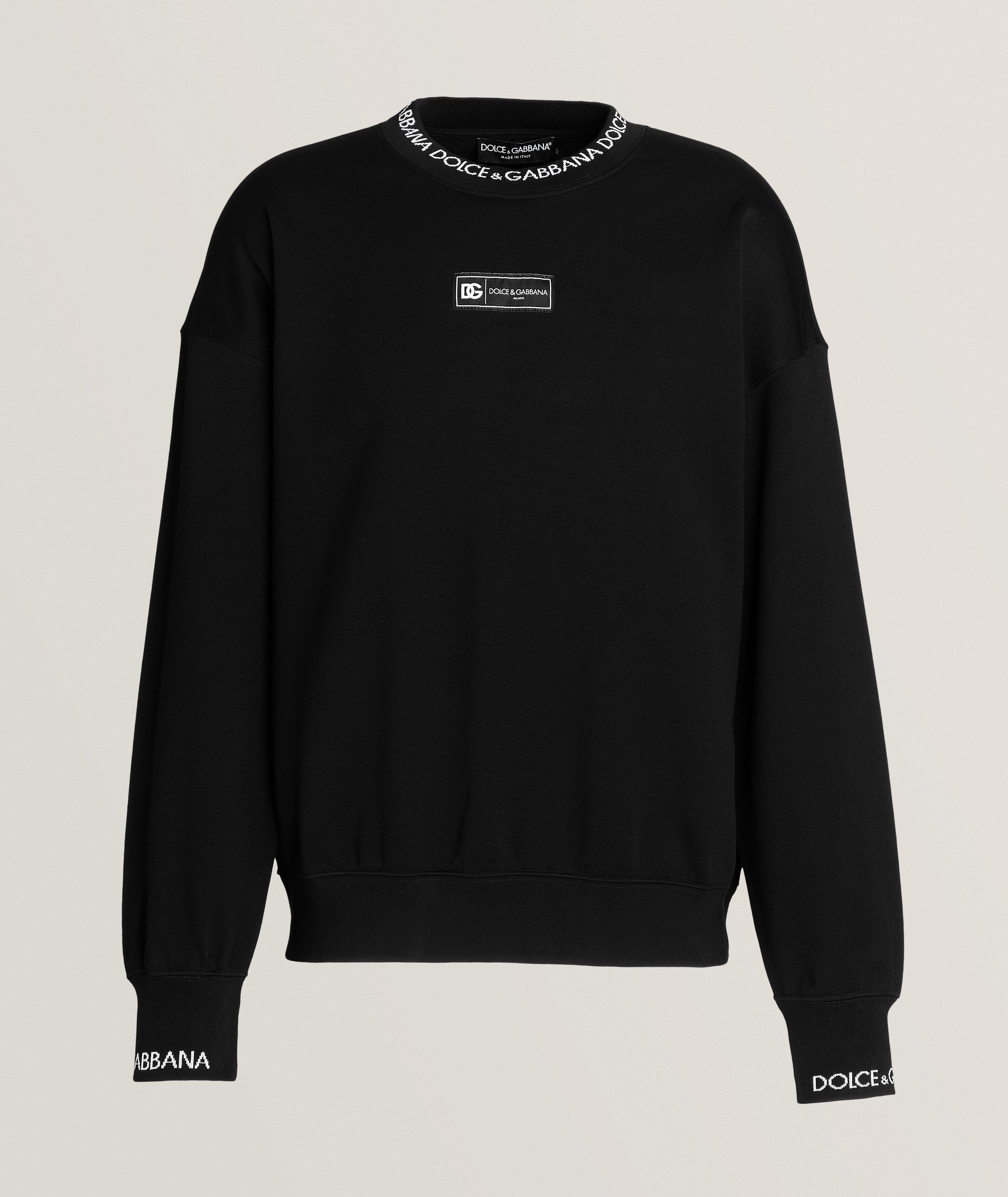 Dolce & Gabbana Logo Trim Jersey Cotton Sweatshirt | Sweaters