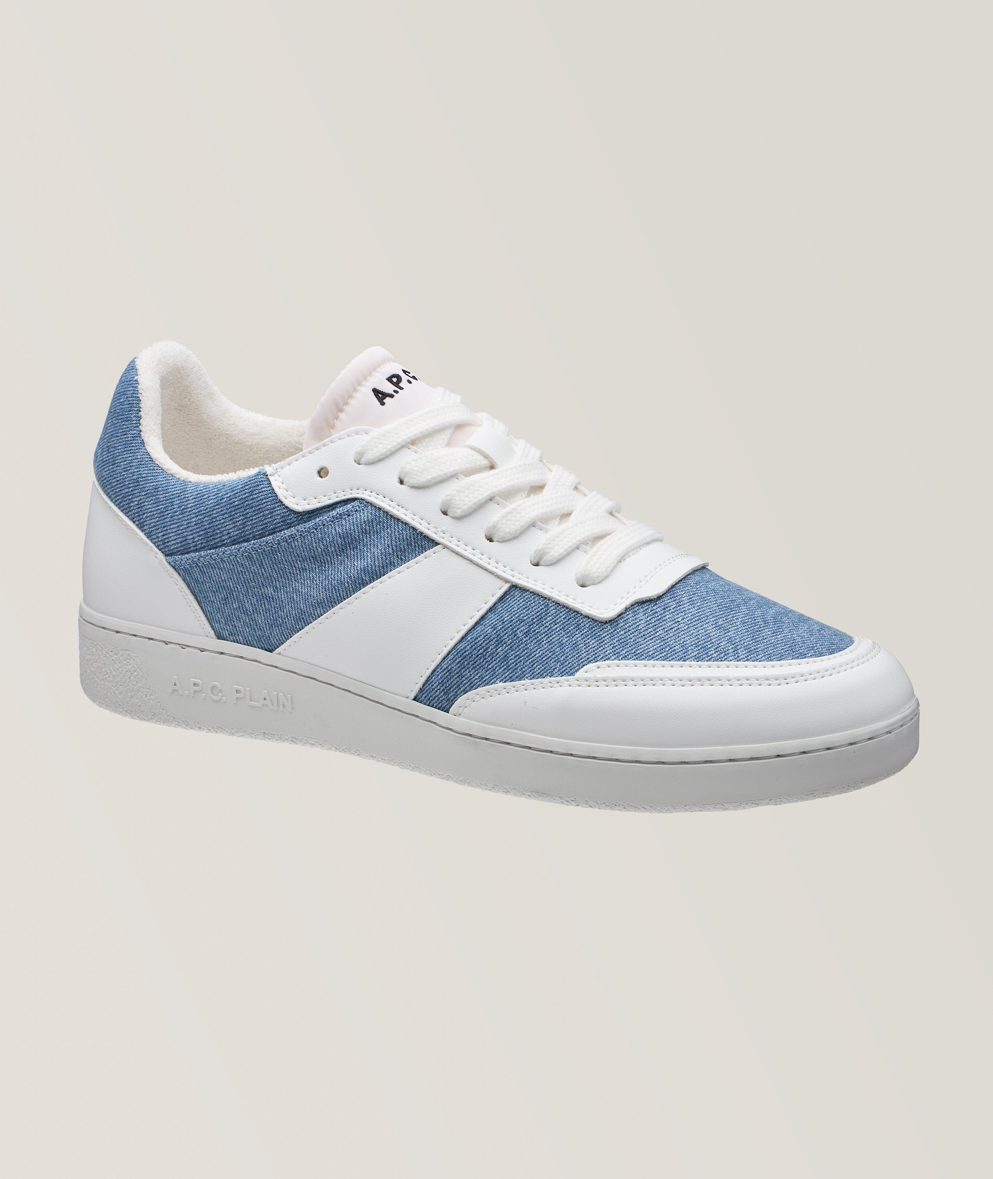 Split Panels Canvas & Leather Sneakers