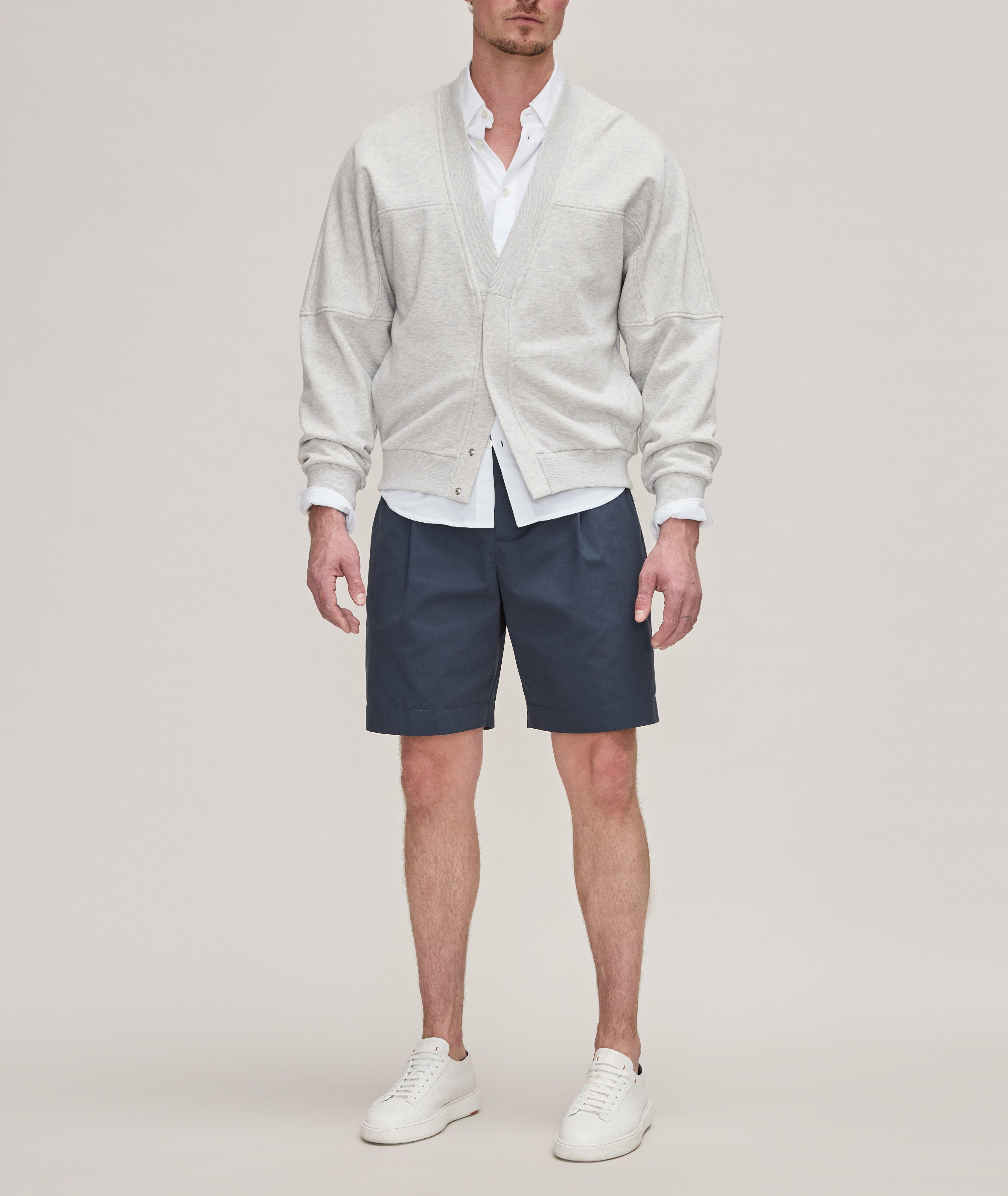 Pleated Cotton Chino Shorts
