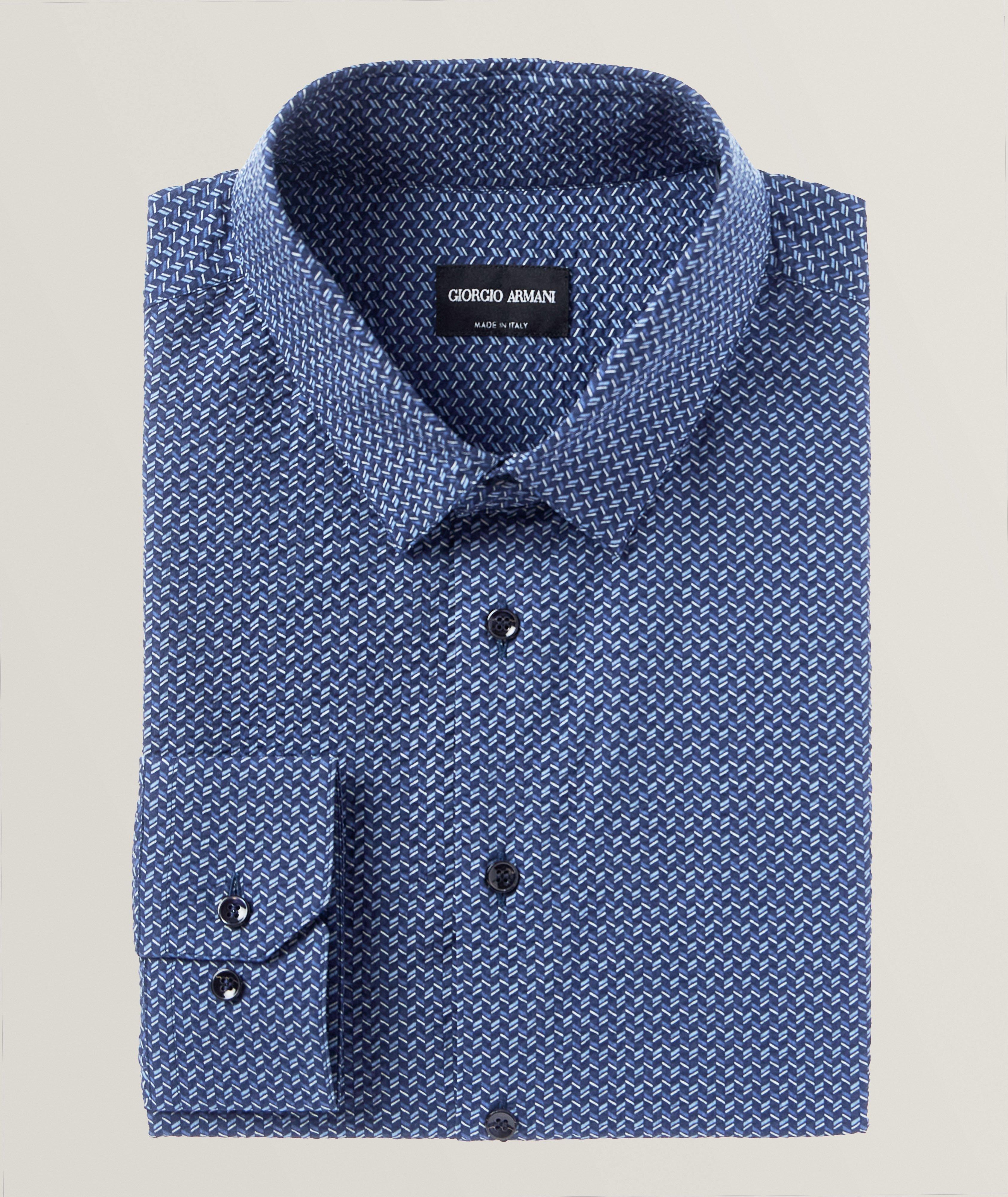 Chemise habillée en toile seersucker à motif géométrique image 0