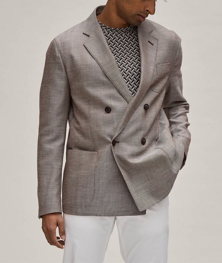 Upton Collection Jacquard Checkered Double-Breasted Wool-Blend Sport Jacket image 1