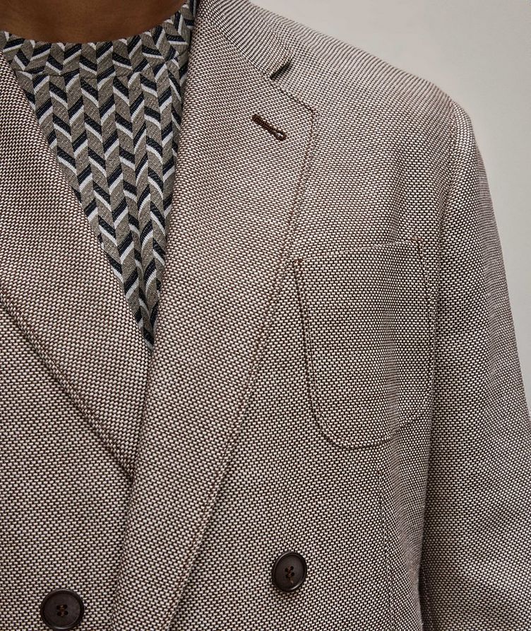 Upton Collection Jacquard Checkered Double-Breasted Wool-Blend Sport Jacket image 3