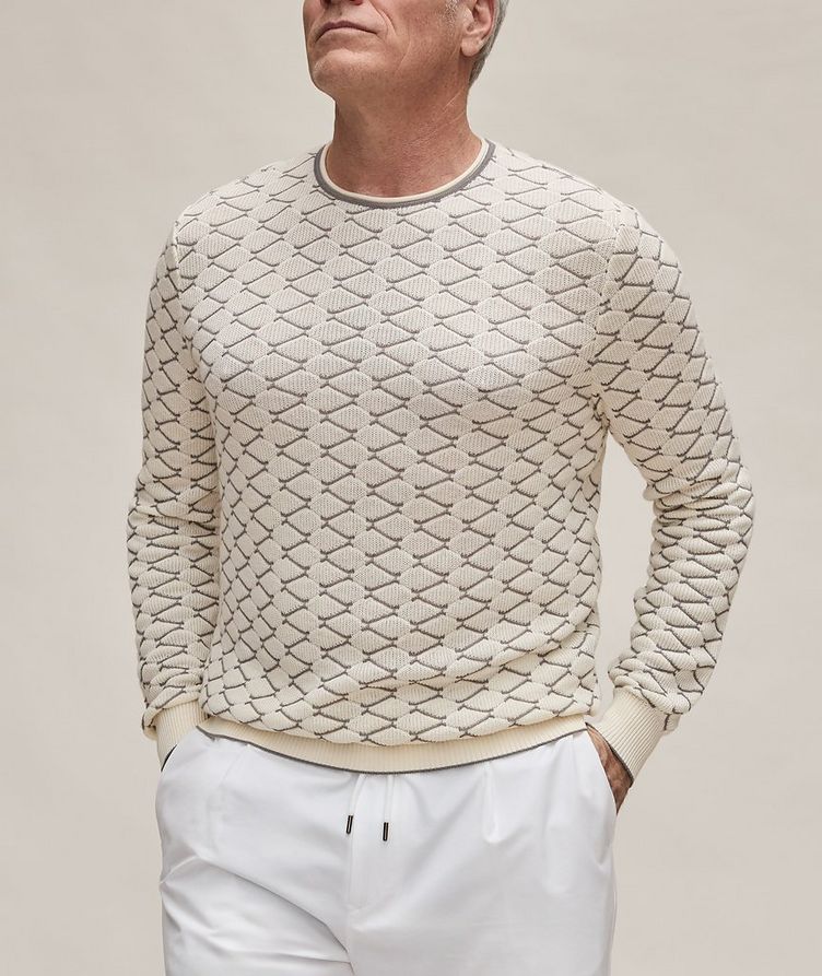 Geometric Cotton-Blend Sweater image 1