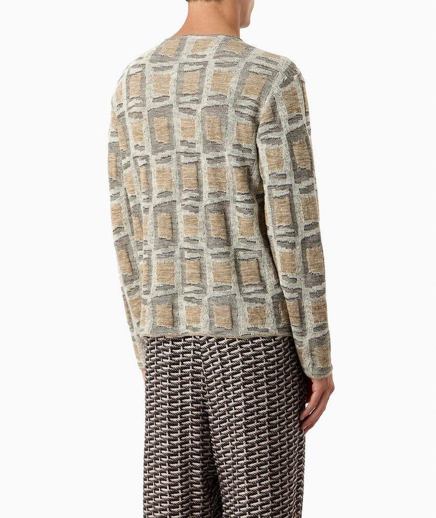 Jacquard Geometric Linen-Blend Sweater
