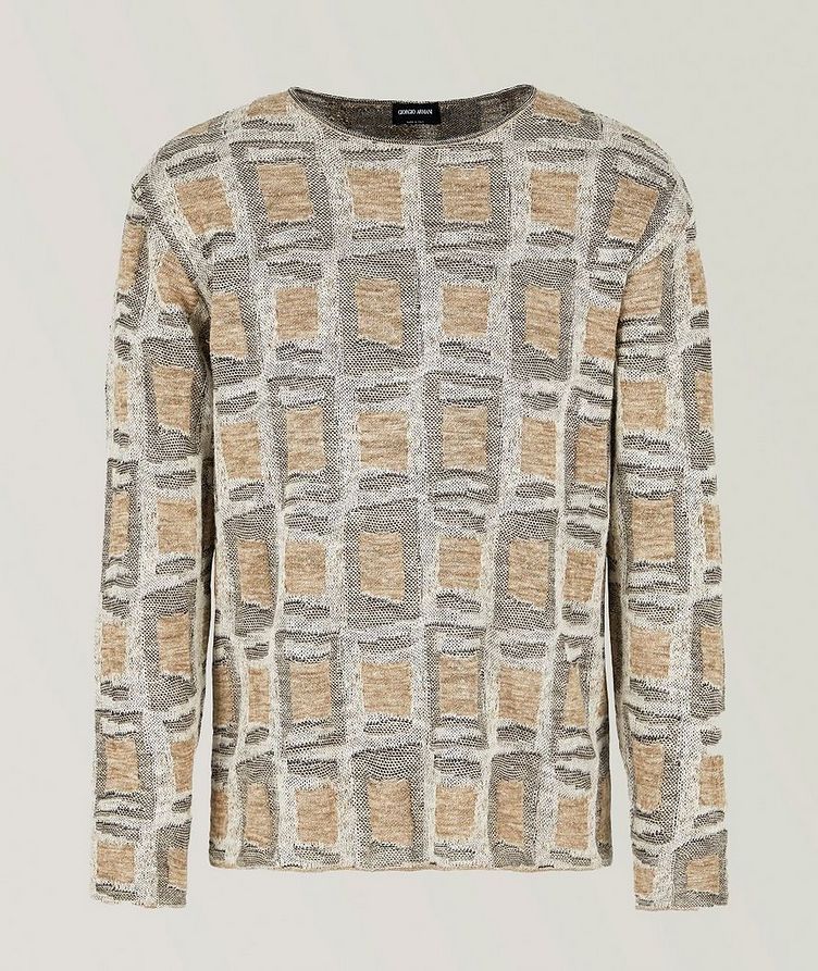 Jacquard Geometric Linen-Blend Sweater image 0