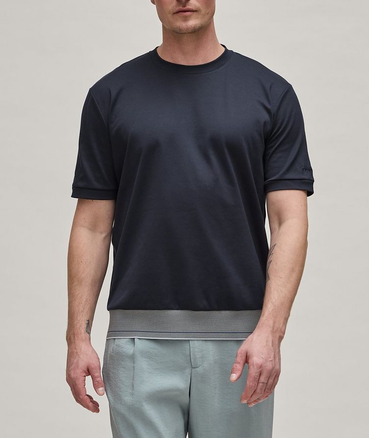 T-shirt en coton à bord rayé image 1