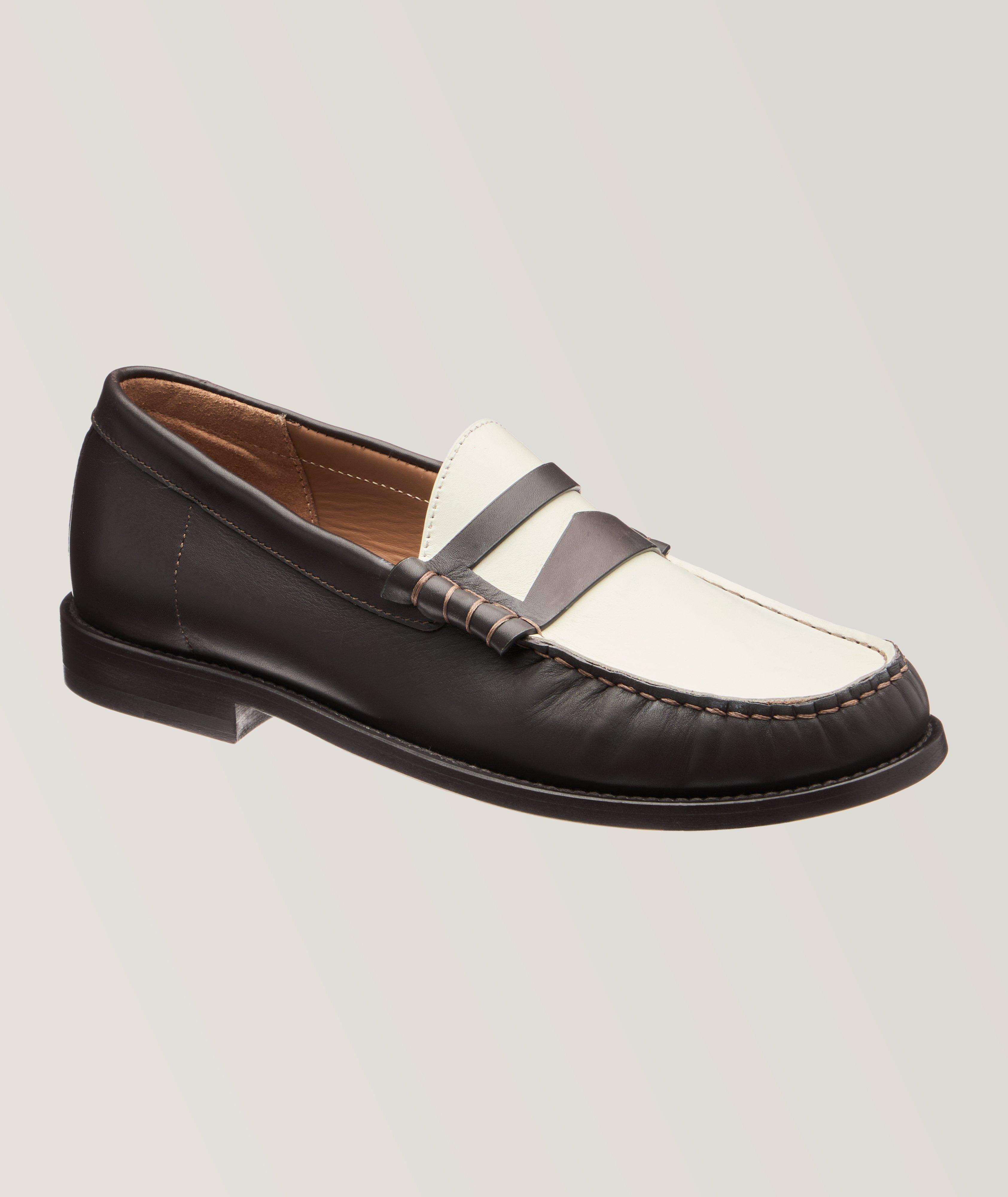 Two-Tone Leather Penny Loafers