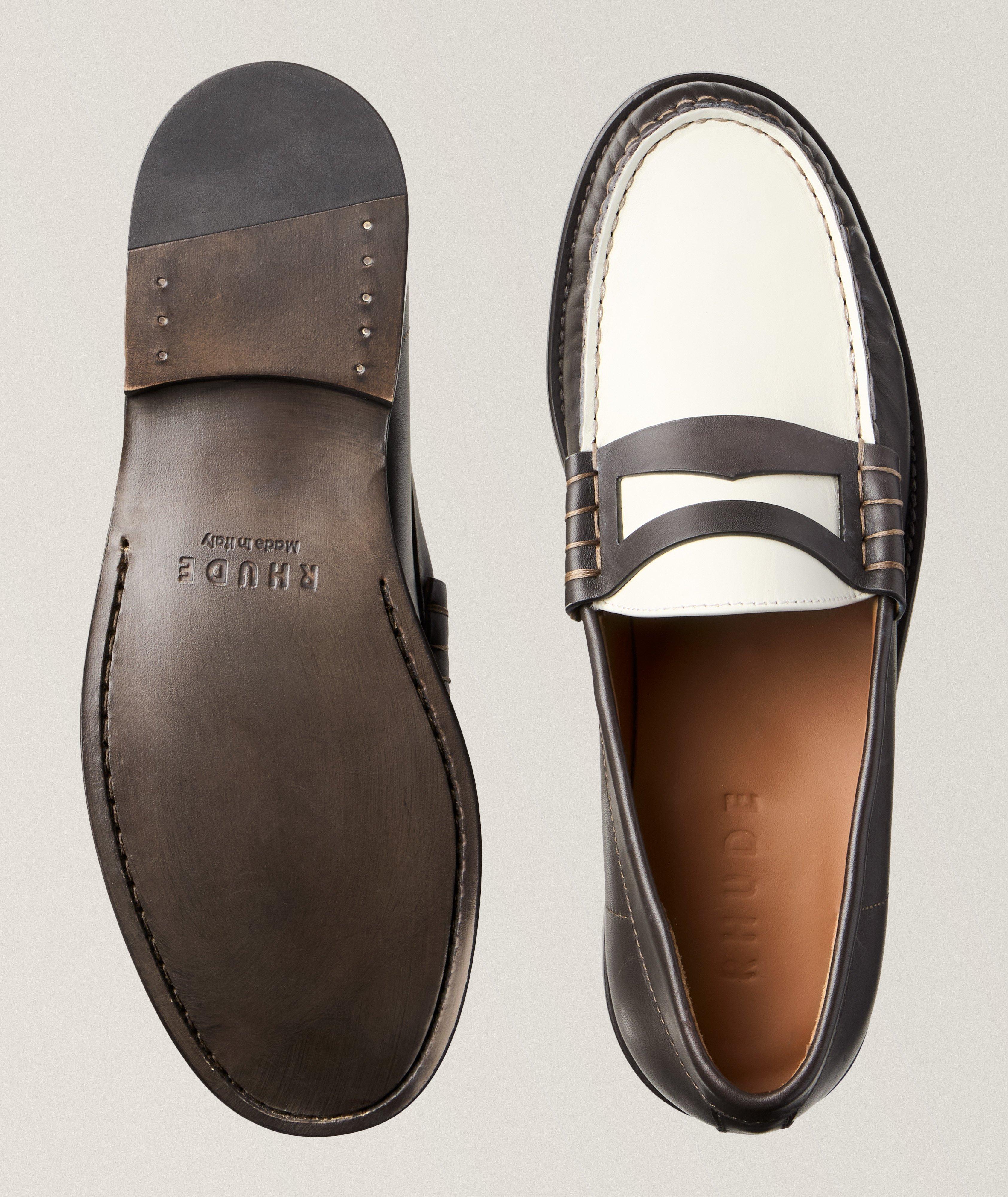 Two-Tone Leather Penny Loafers