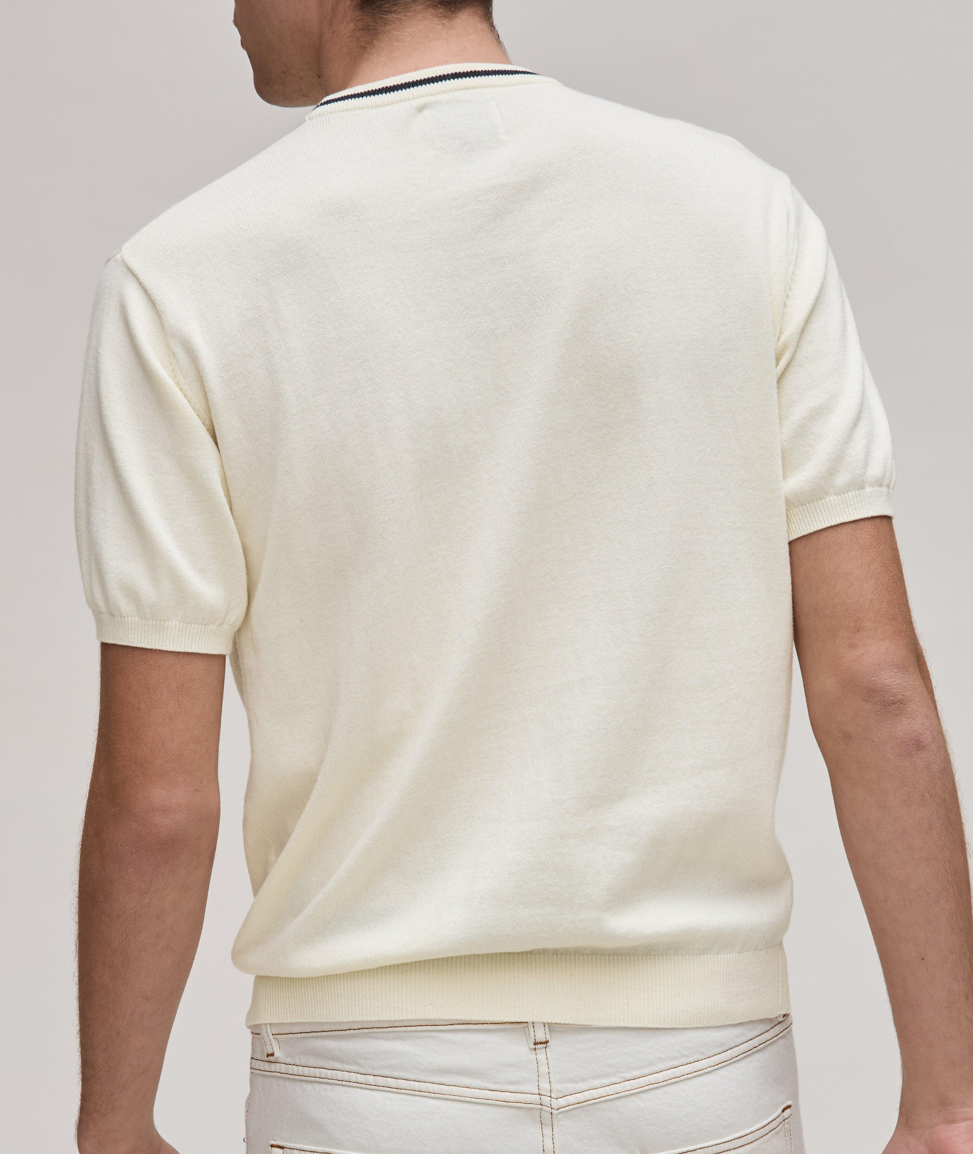 T-shirt en tricot de coton et de cachemire avec logo image 2