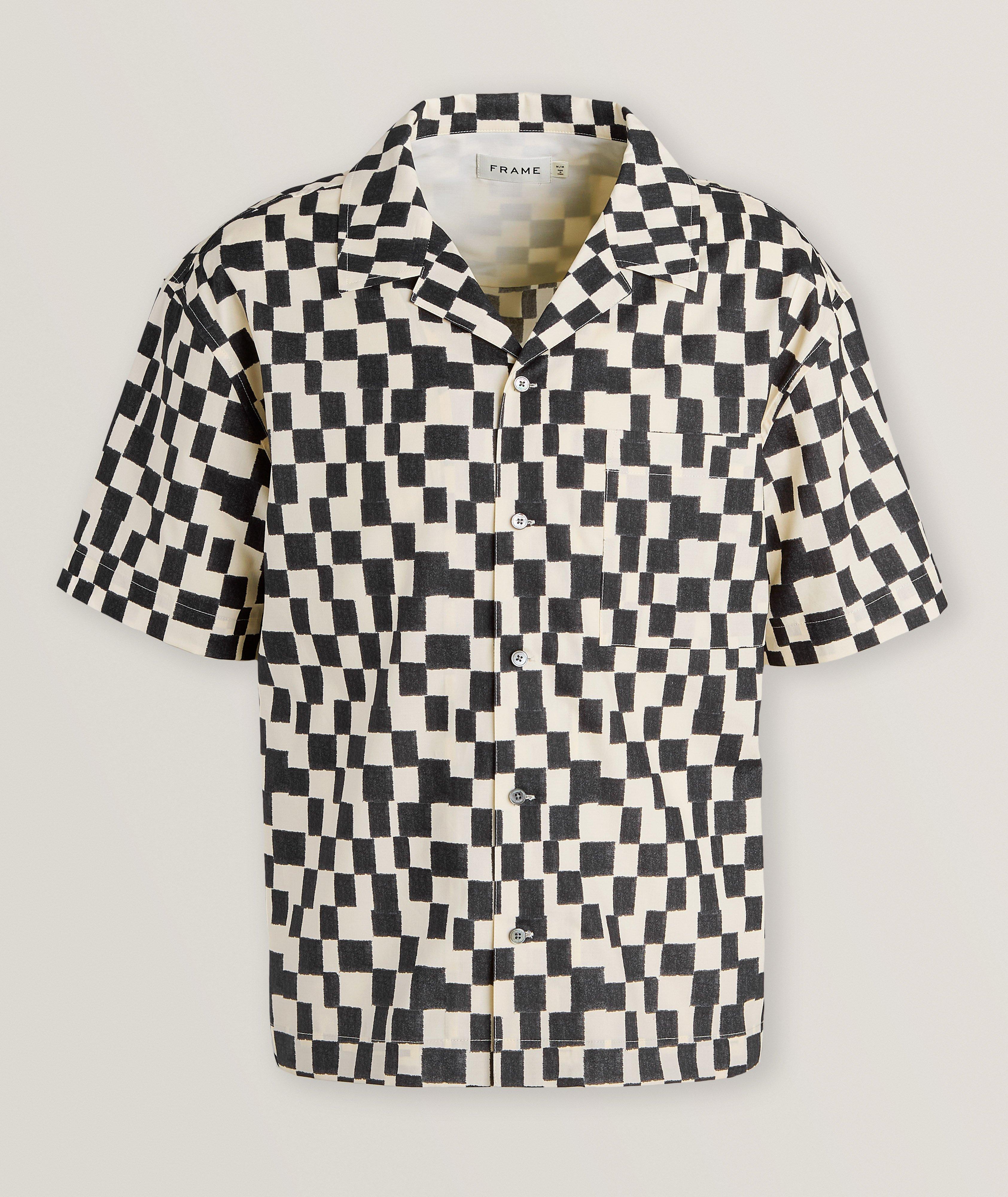 Vintage Print Lyocell-Blend Checked Camp Shirt  image 0