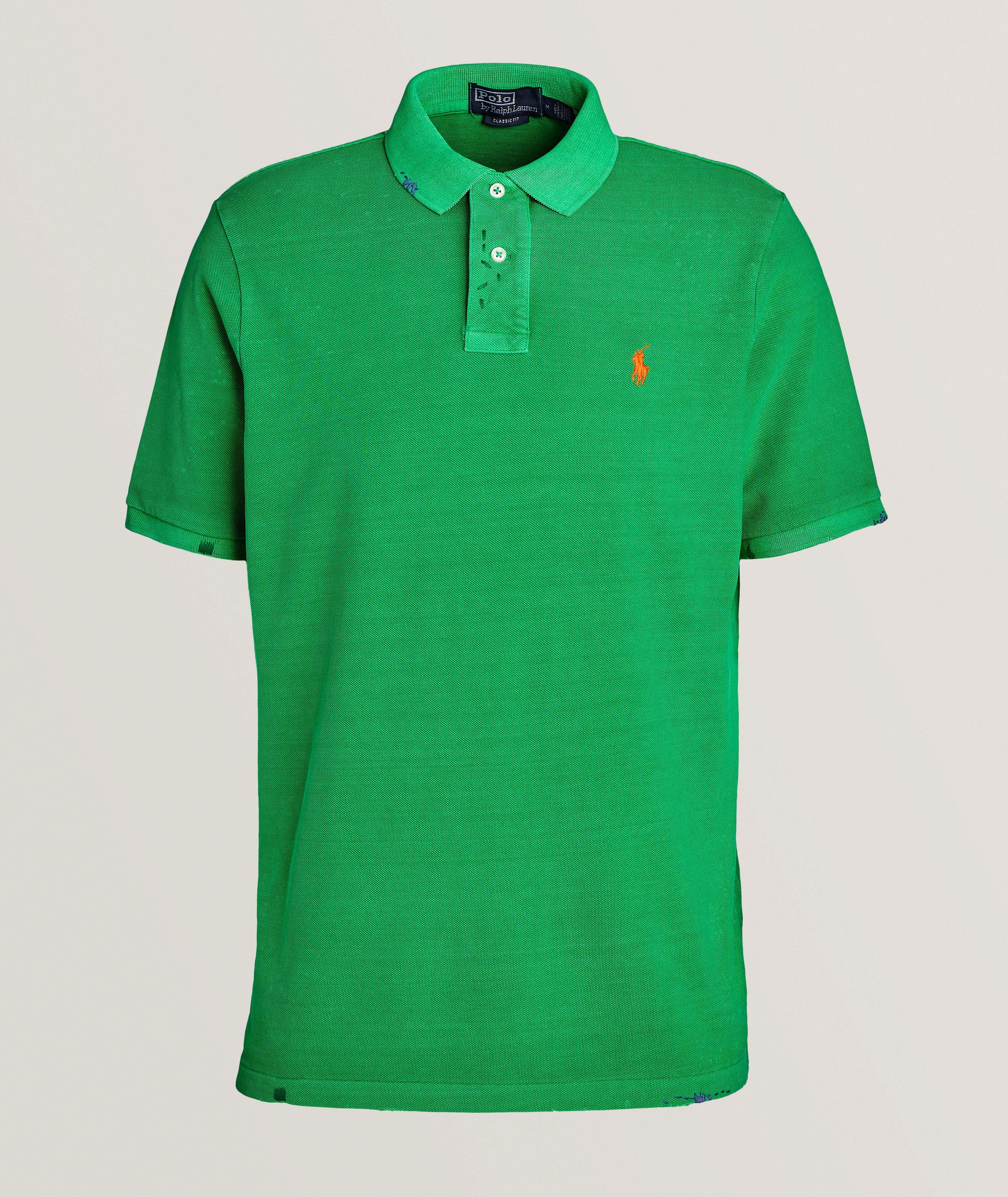 Distressed & Asymmetrically Stitched Cotton Polo  image 0