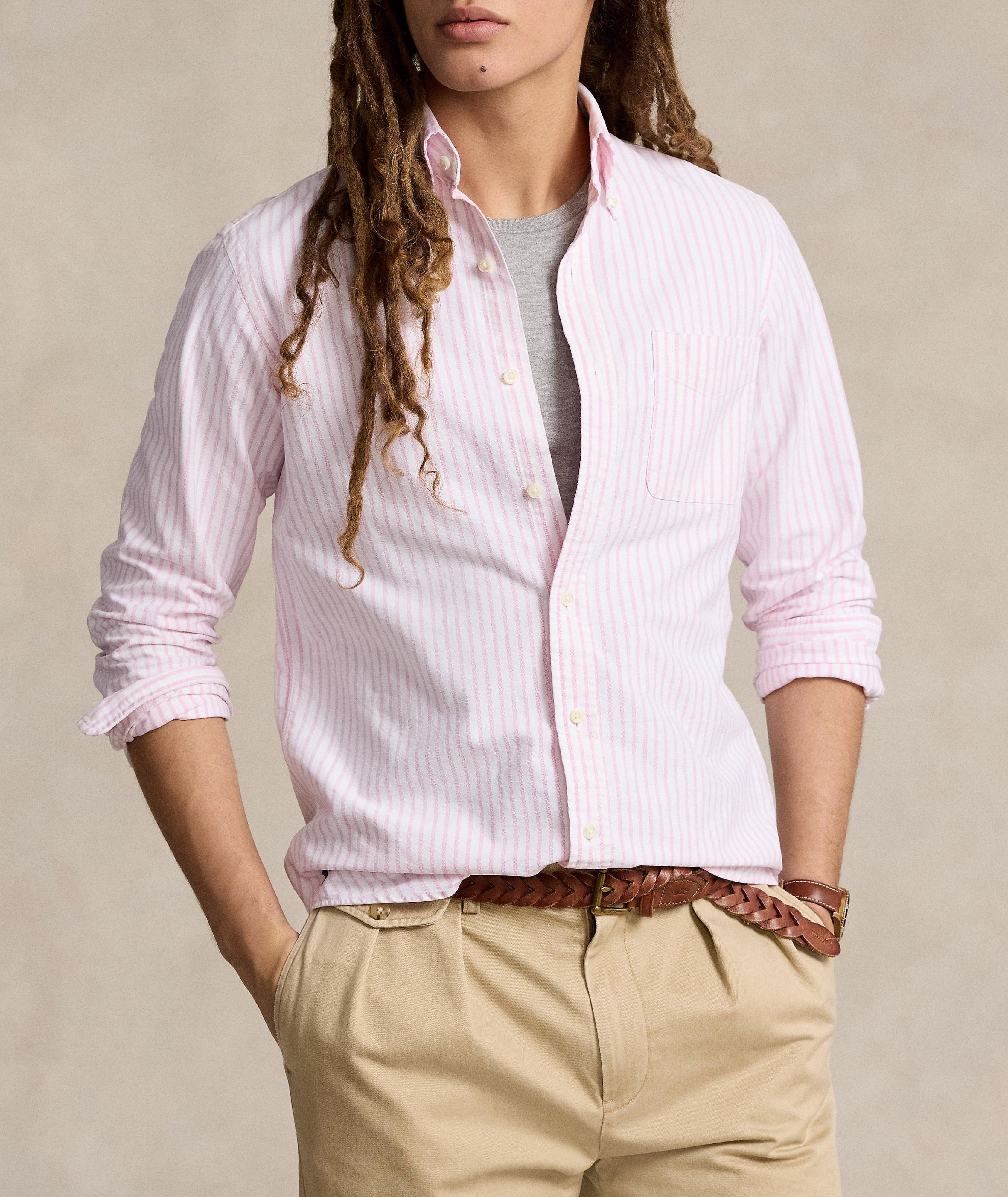 Chemise décontractée en toile oxford à rayures image 1