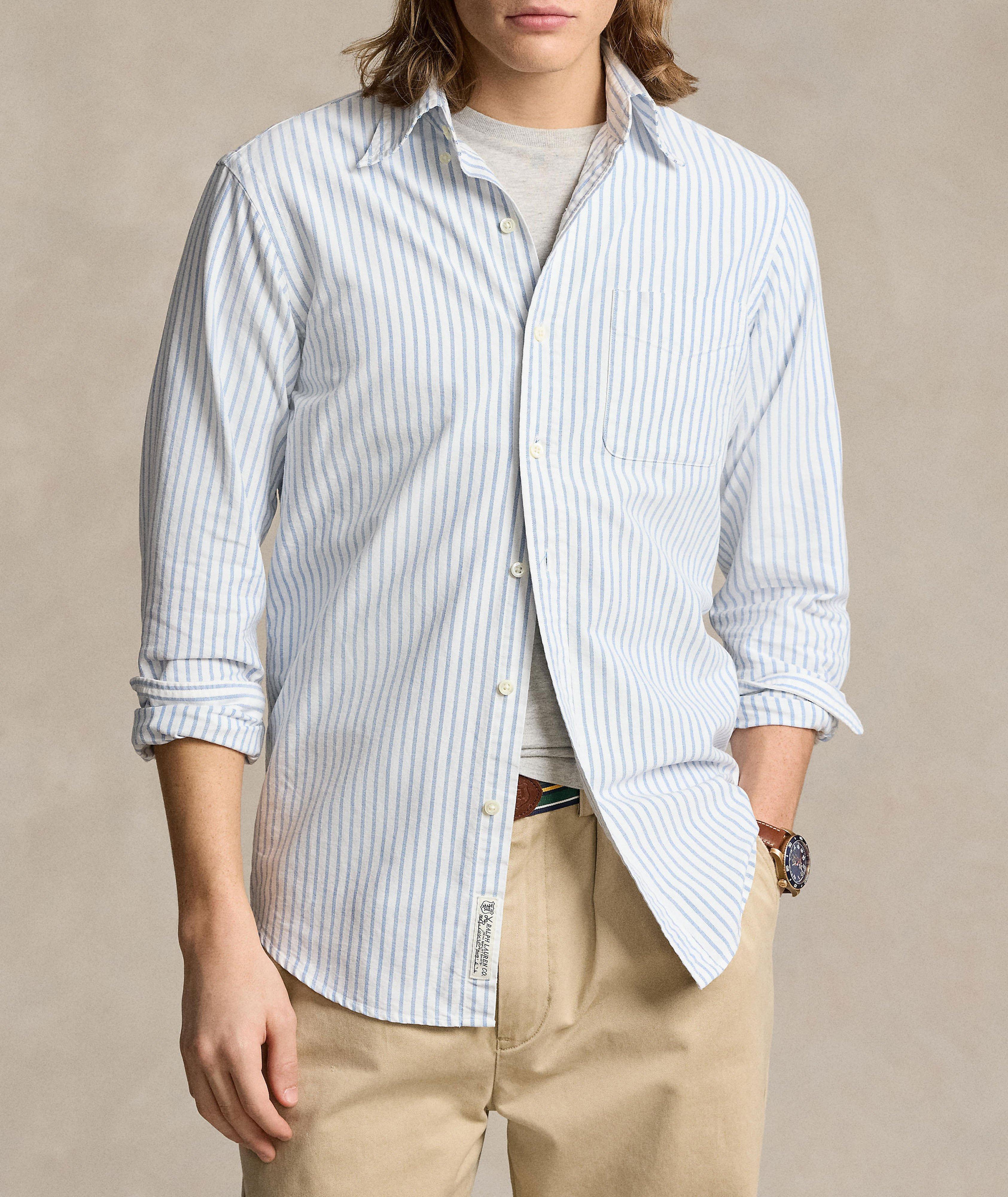 Striped Oxford Cotton Sport Shirt  image 1