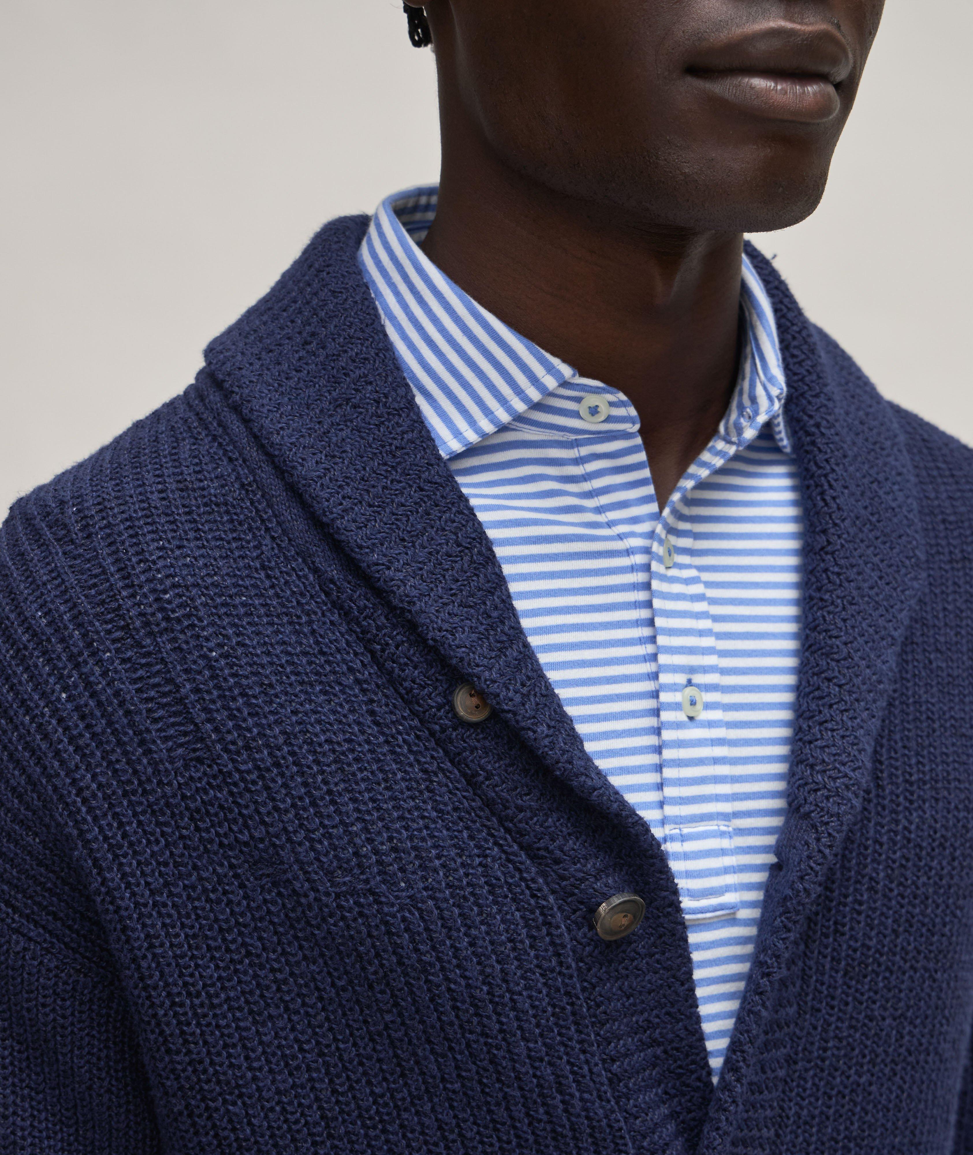 Herringbone Knit Linen-Cotton Sweater