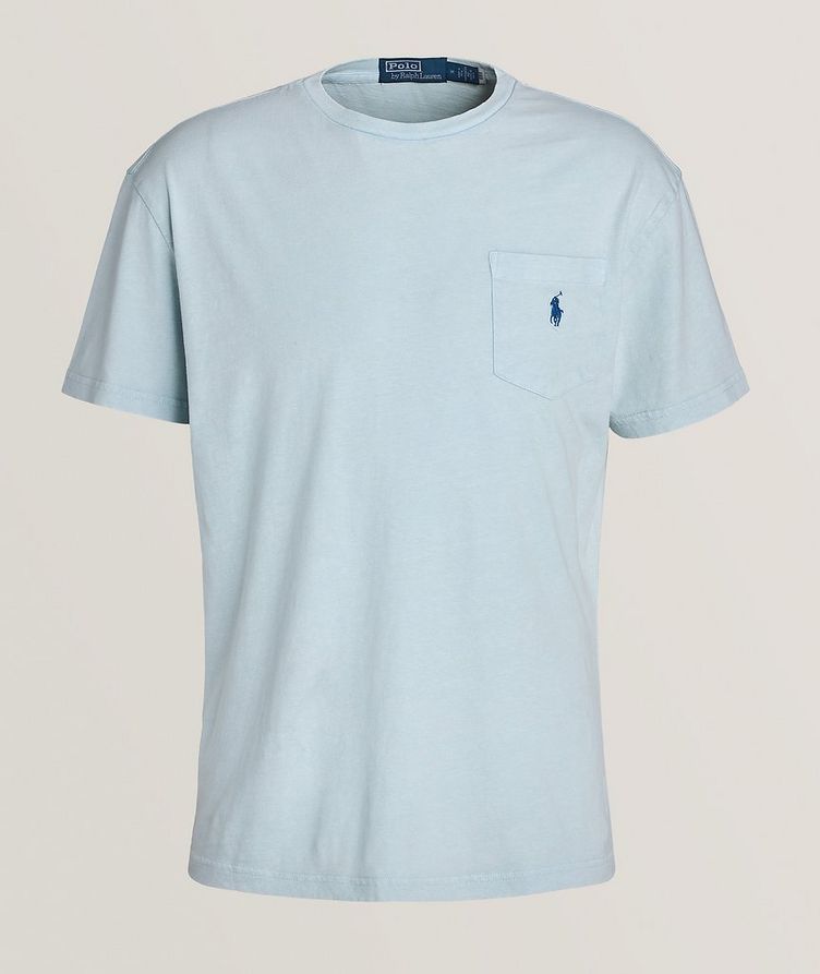 T-shirt en coton et en lin avec poche de poitrine image 0