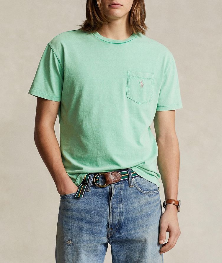 T-shirt en coton et en lin avec poche de poitrine image 1