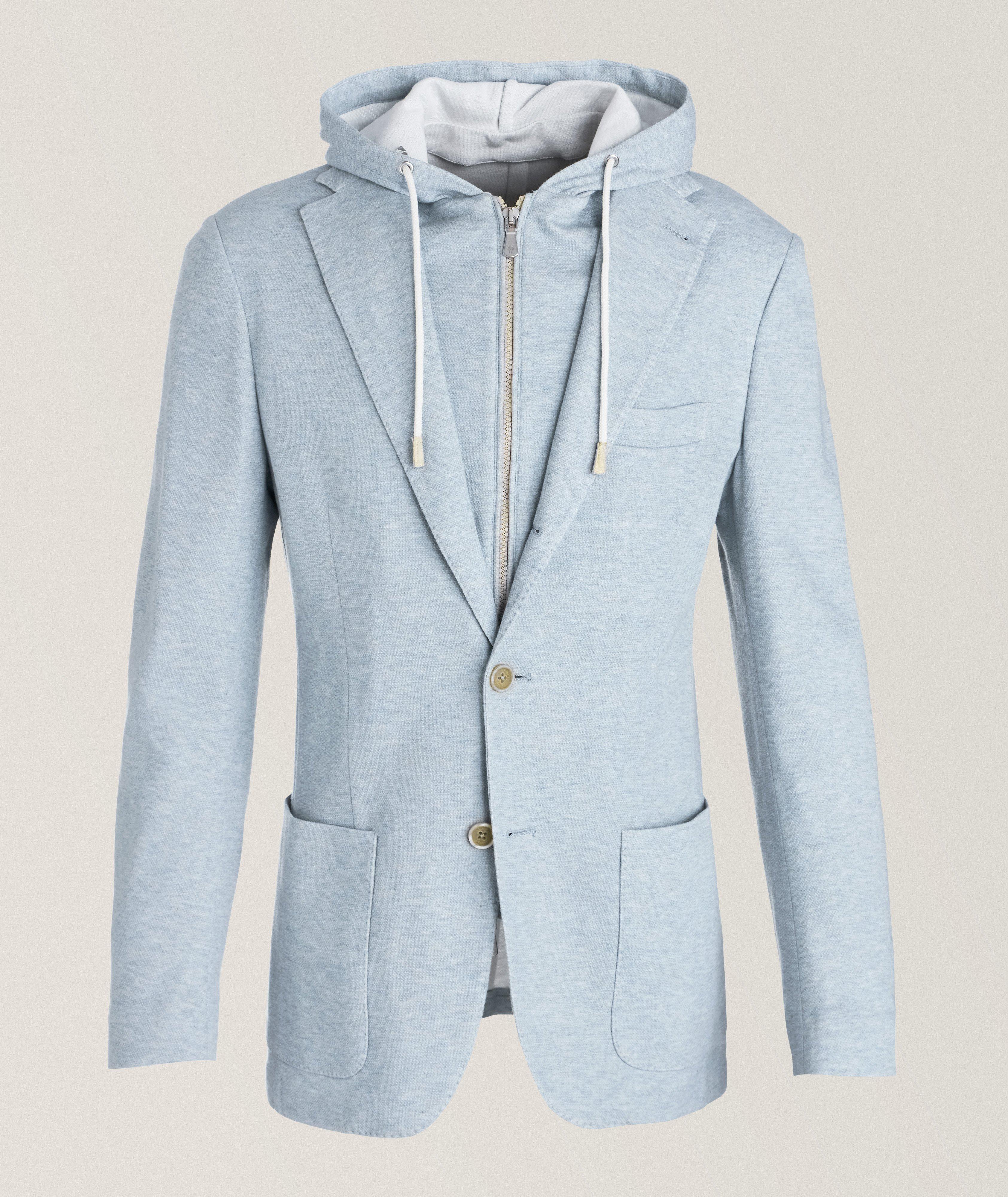 Eleventy layered hooded blazer - Grey