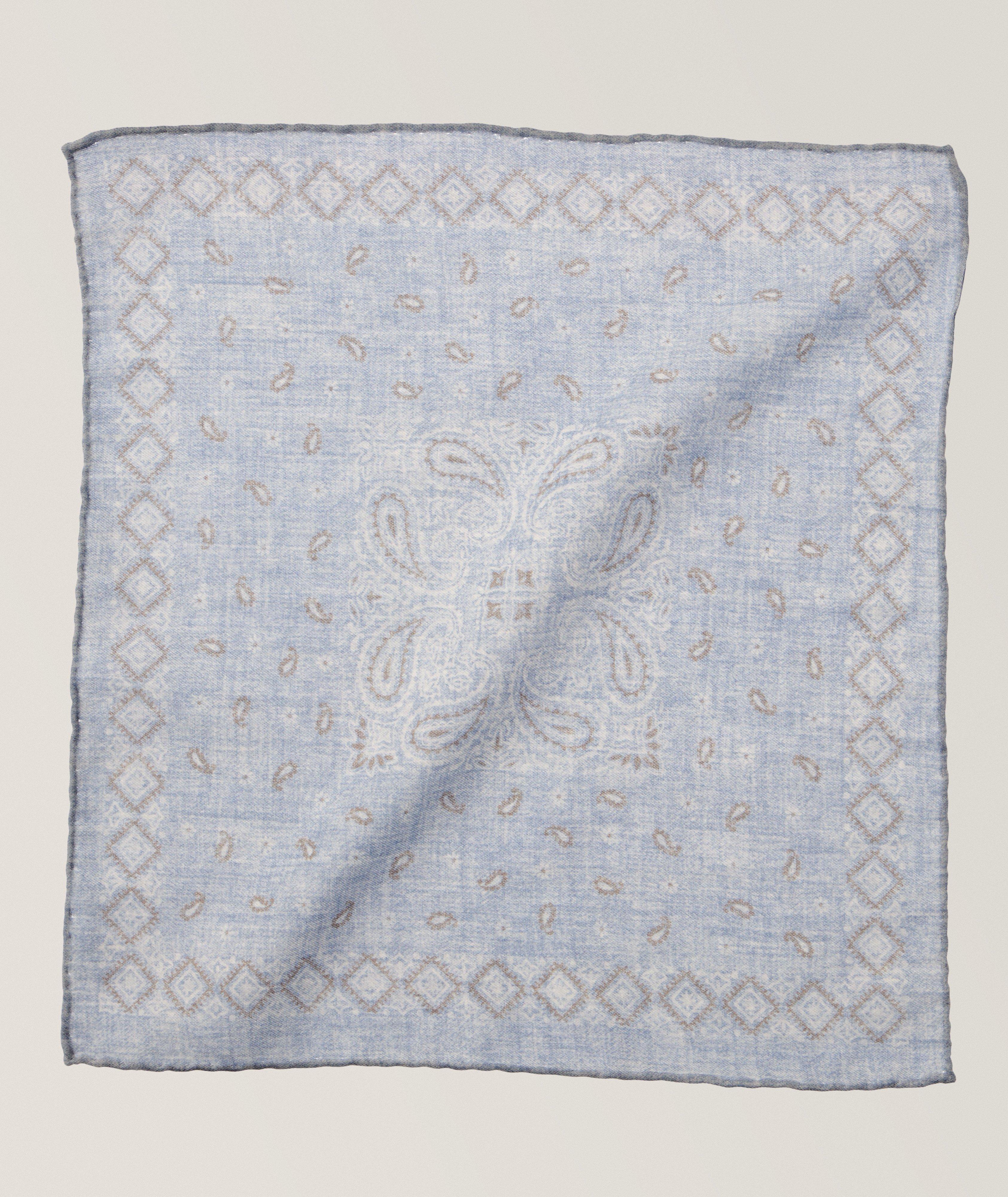 Paisley Wool-Cotton Pocket Square image 0