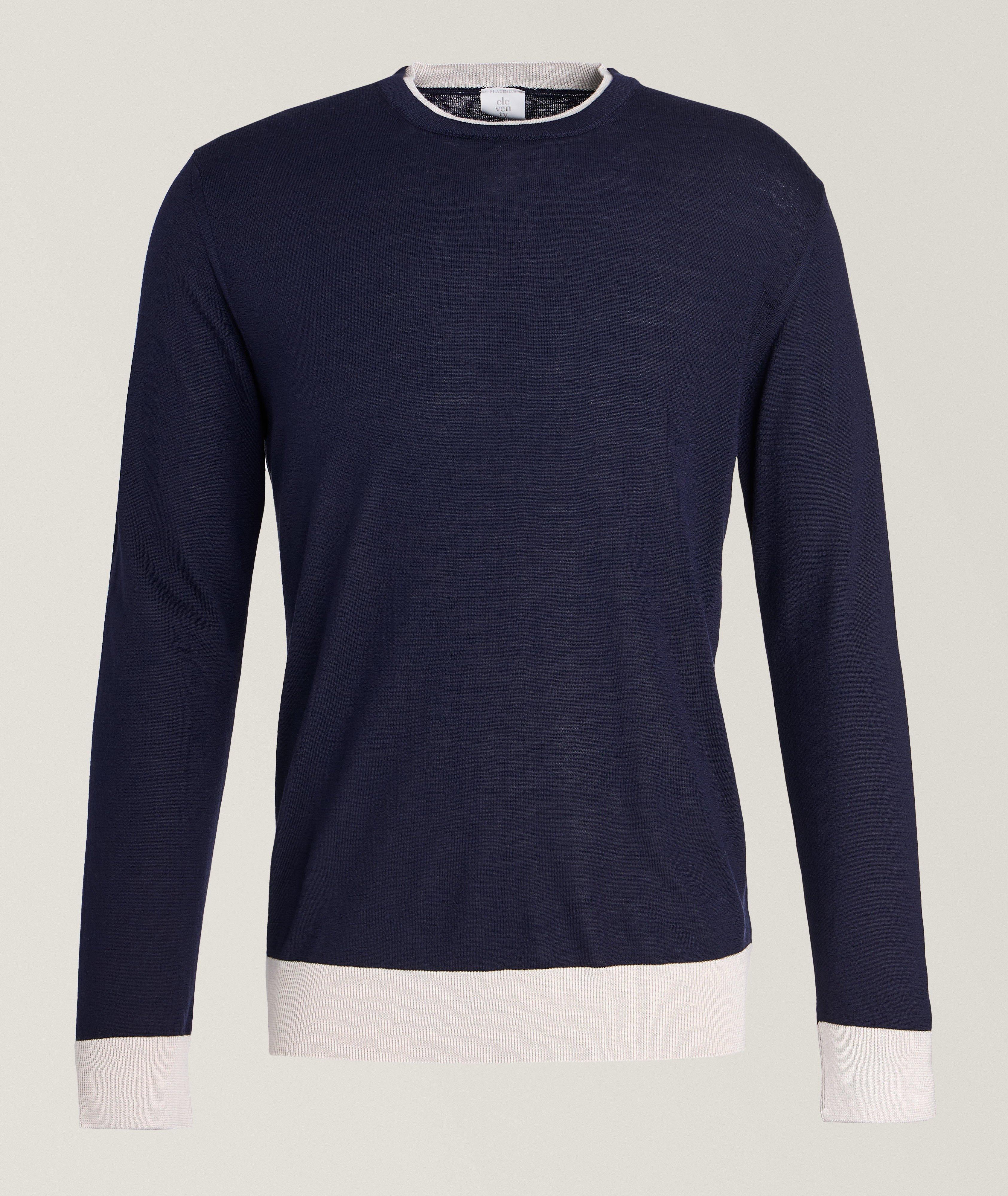 Contrast Tipped Wool-Silk Sweater
