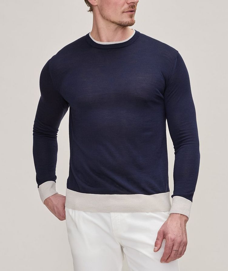 Contrast Tipped Wool-Silk Sweater image 1